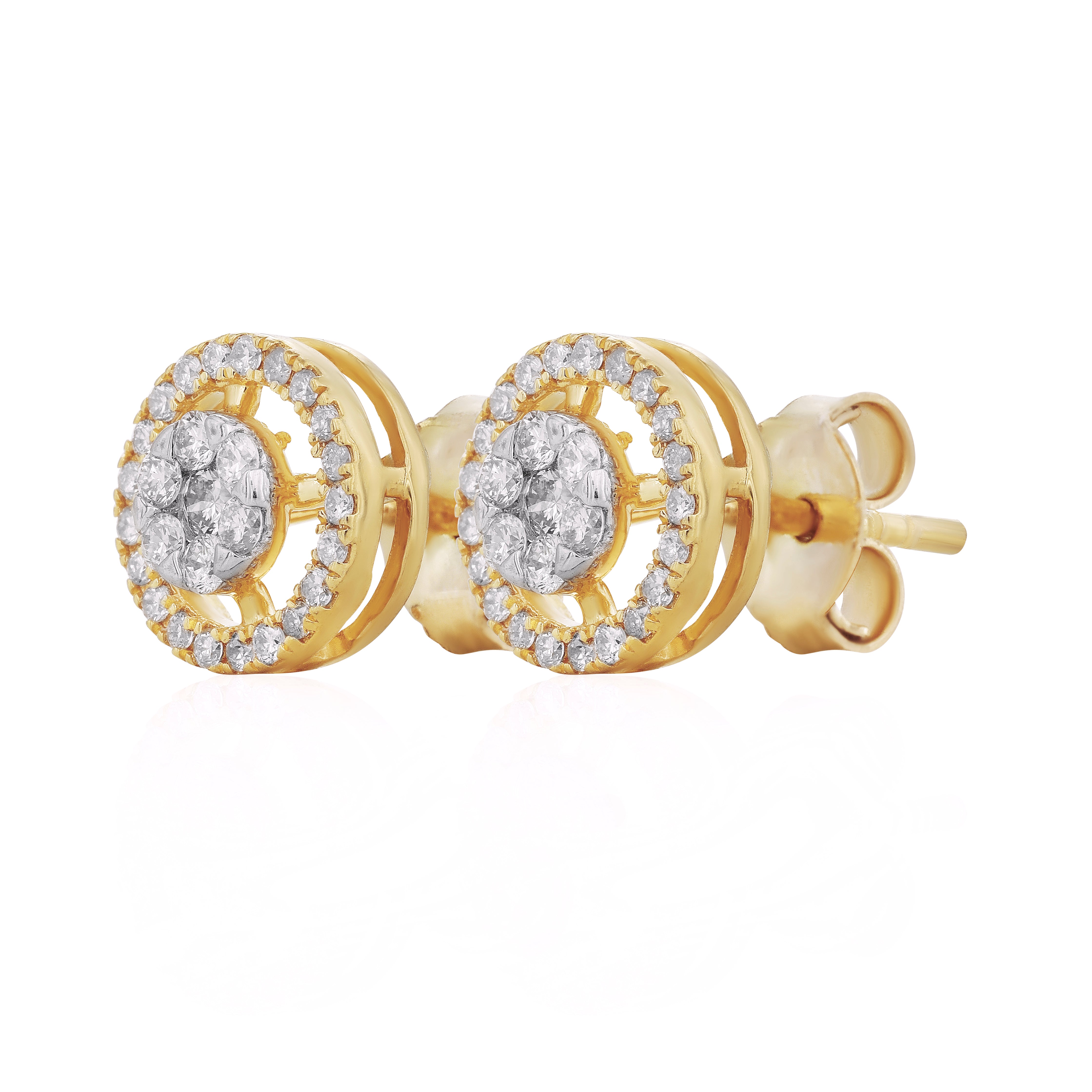 Round Diamonds Cluster with Halo Earrings - Dearest Diamonds