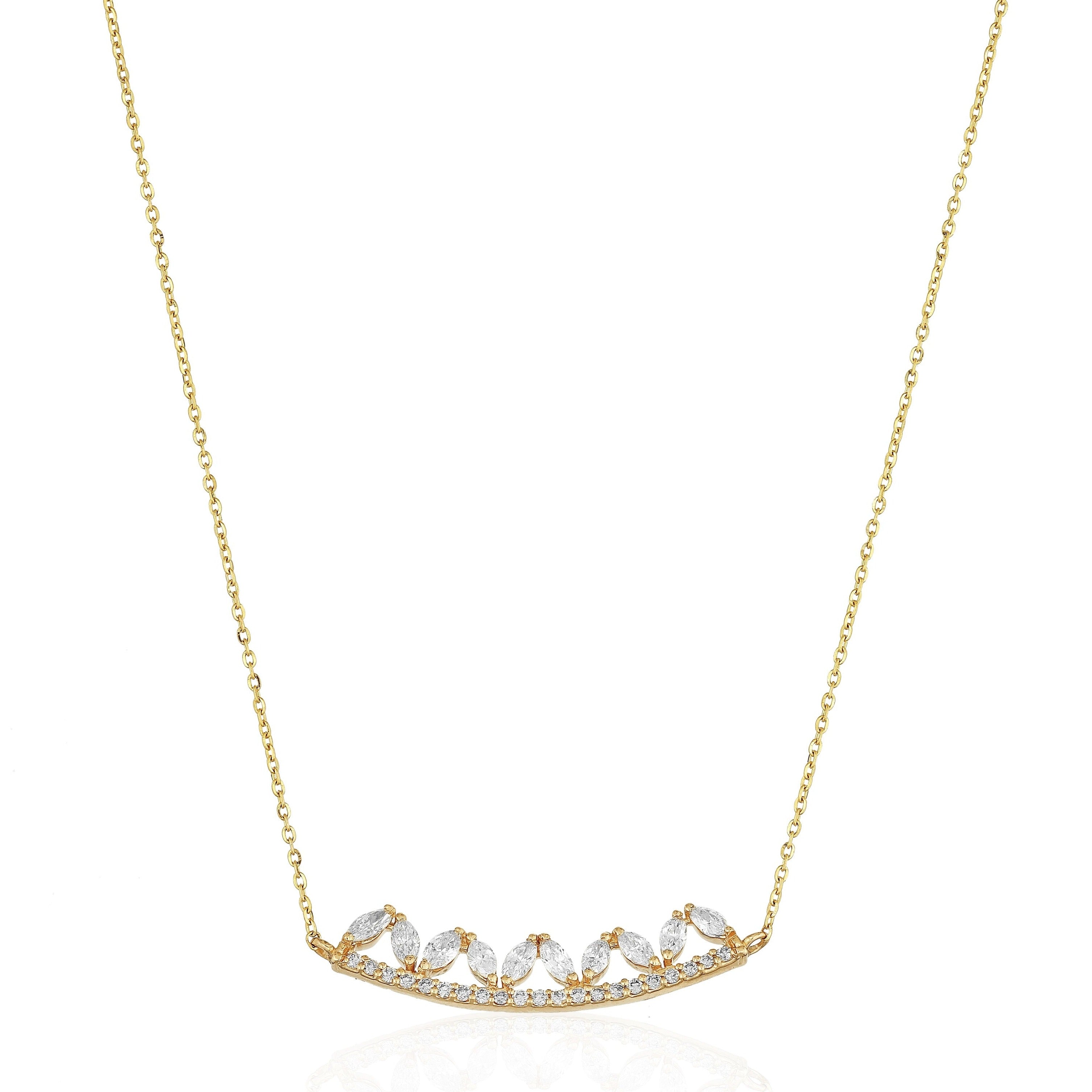Curved Diamond Bar with Ovals Necklace