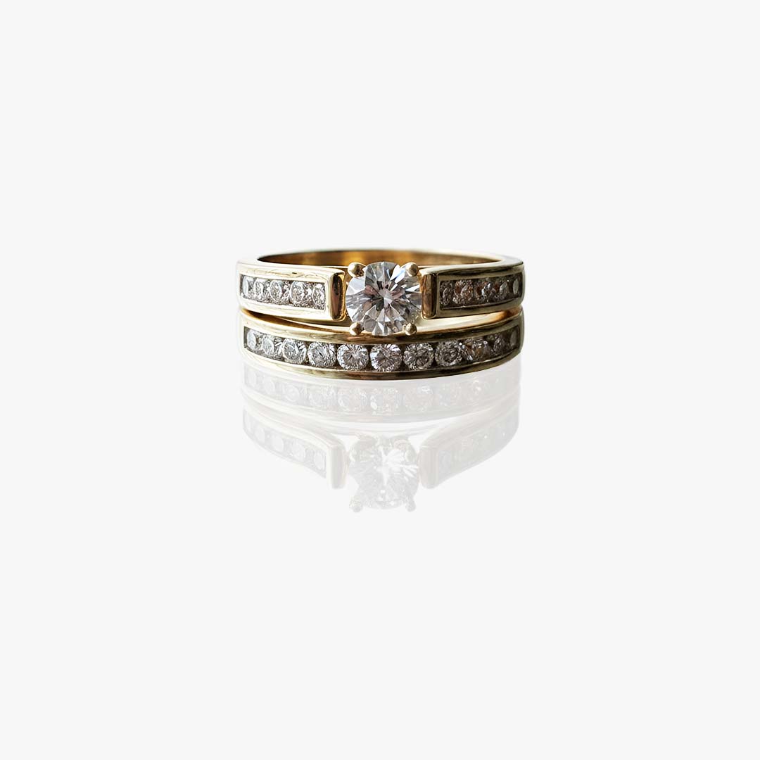 Round Natural Diamonds Channel Setting Bridal Set