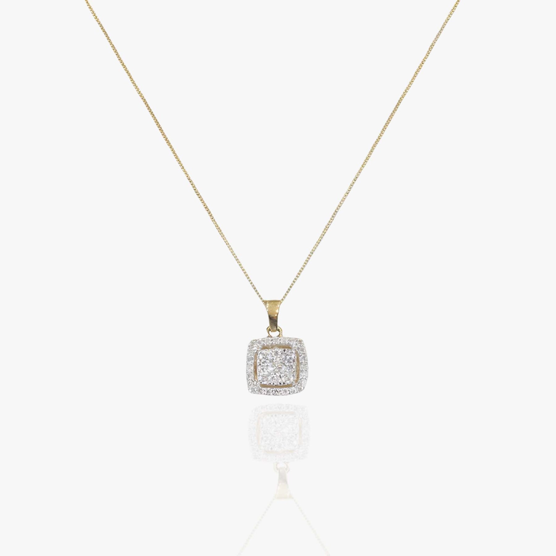 Dainty Diamonds Square Pendant Necklace