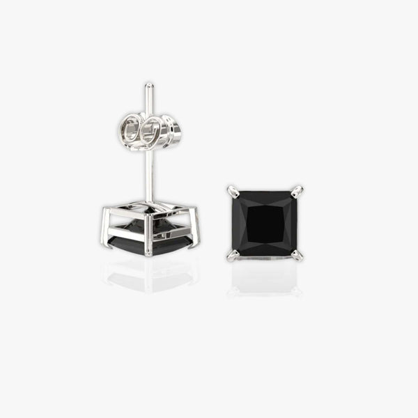 Black Stone Sterling Silver - Stud Earrings