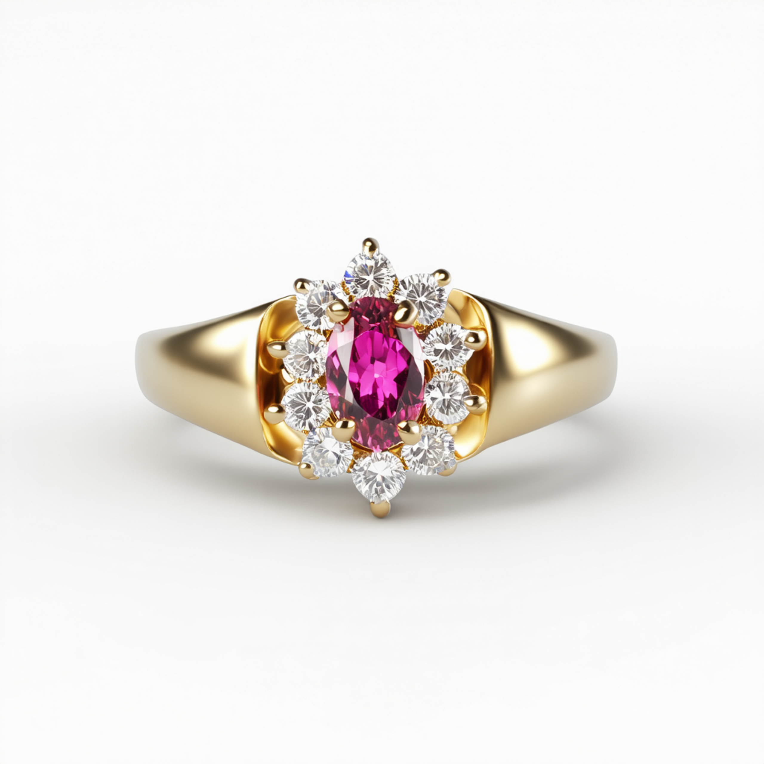 Oval Ruby Ring with Natural Diamonds