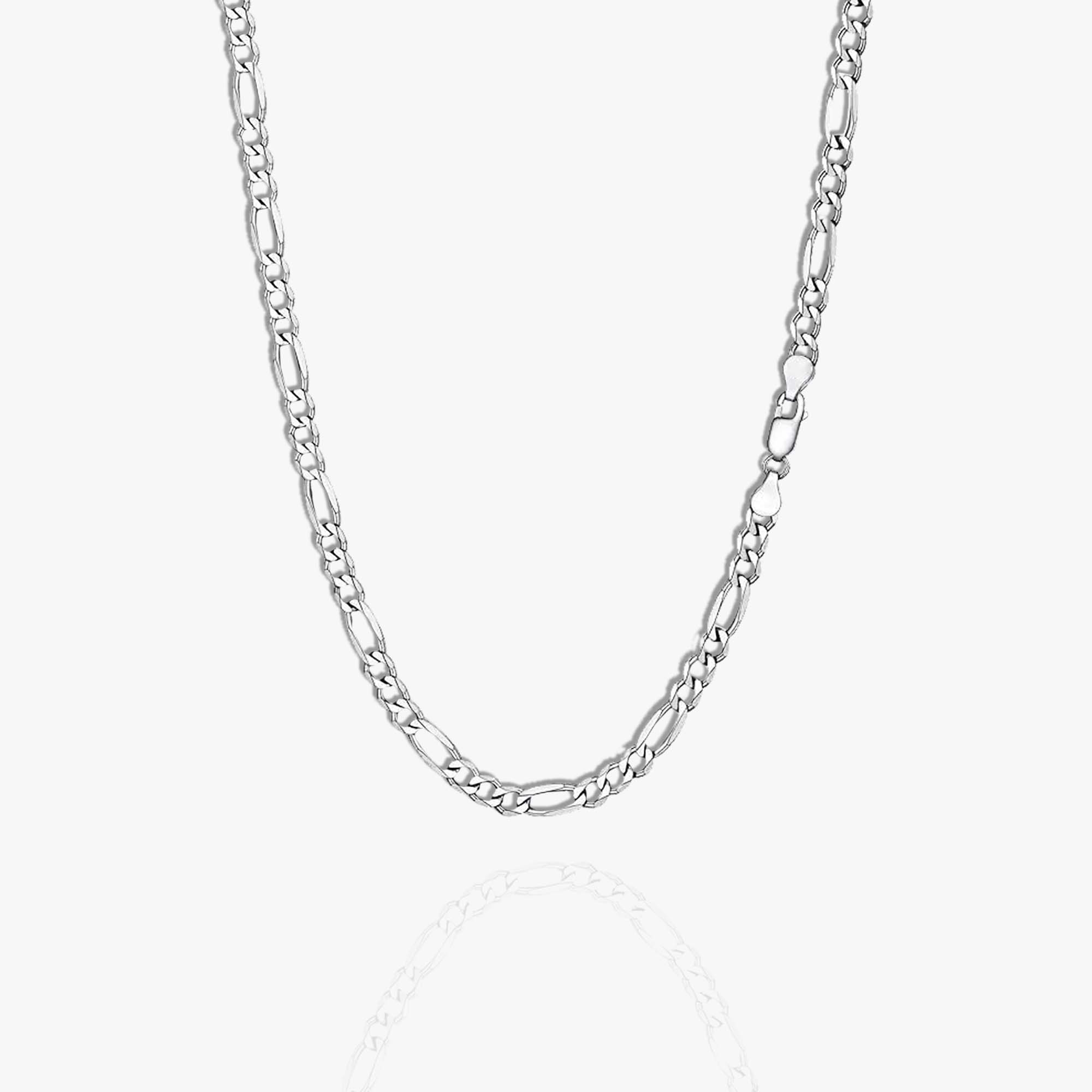 2mm Figaro Chain Necklace in Solid Sterling Silver -18"/ 20" / 22" / 24"