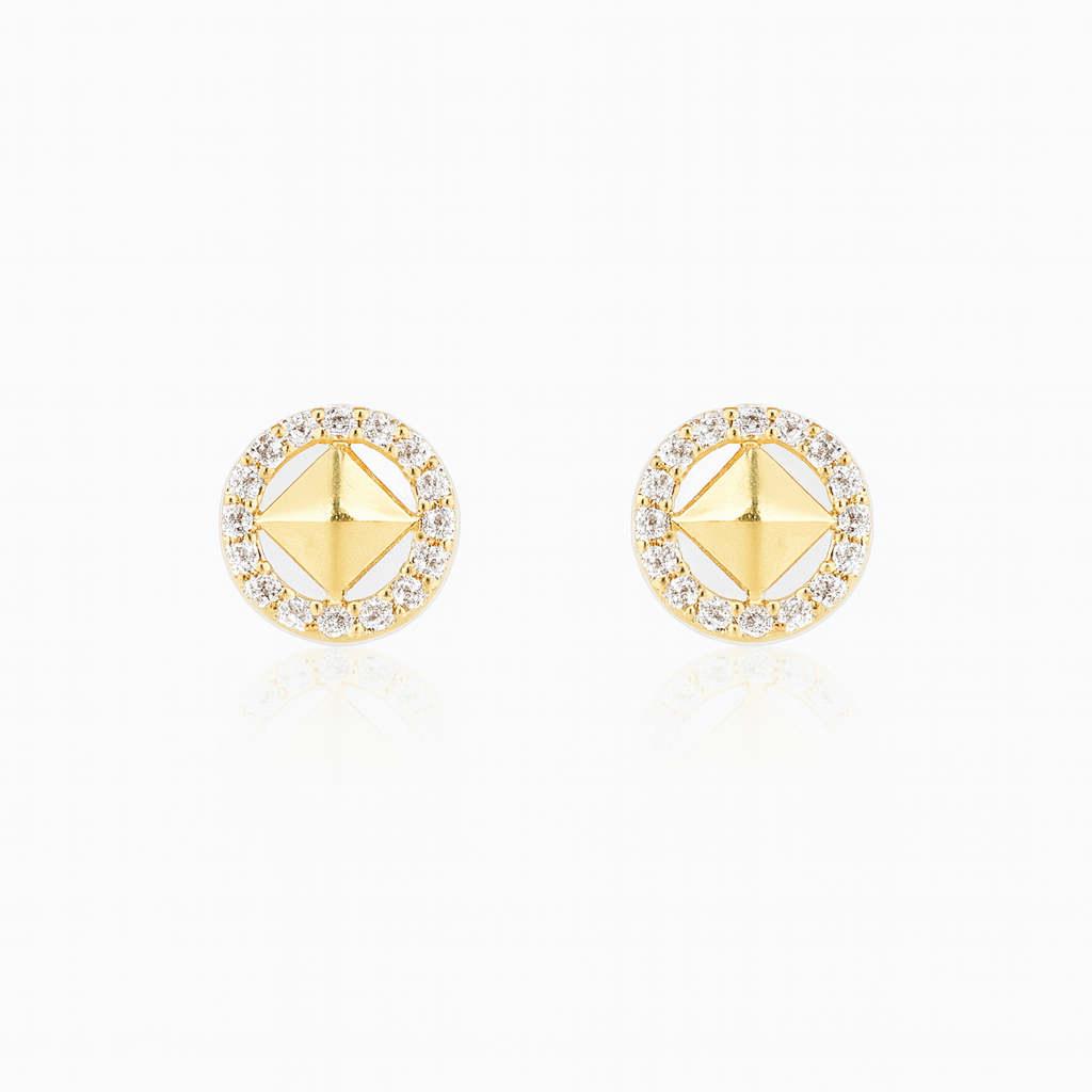 Gold Square with Halo Earrings