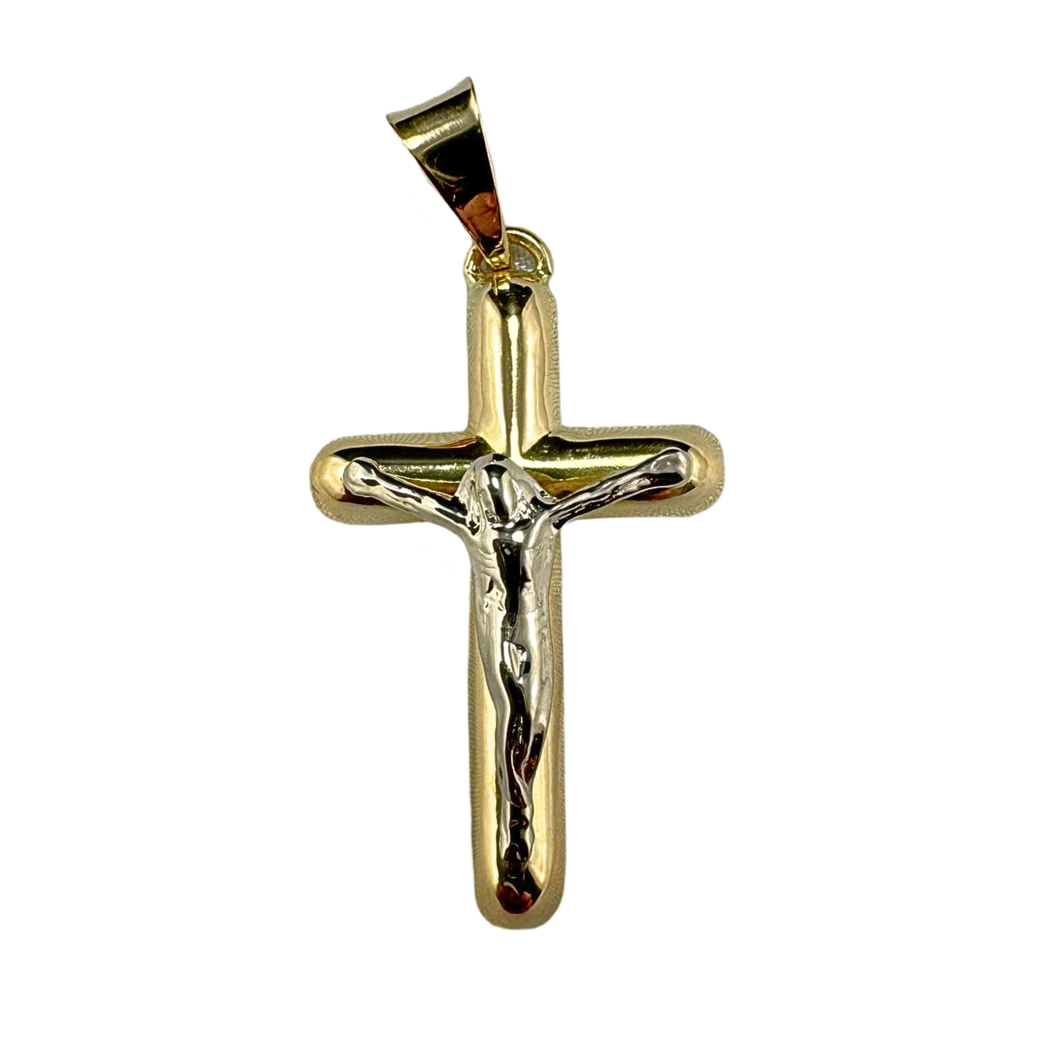 18K Two-Tone Gold Crucifix Pendant