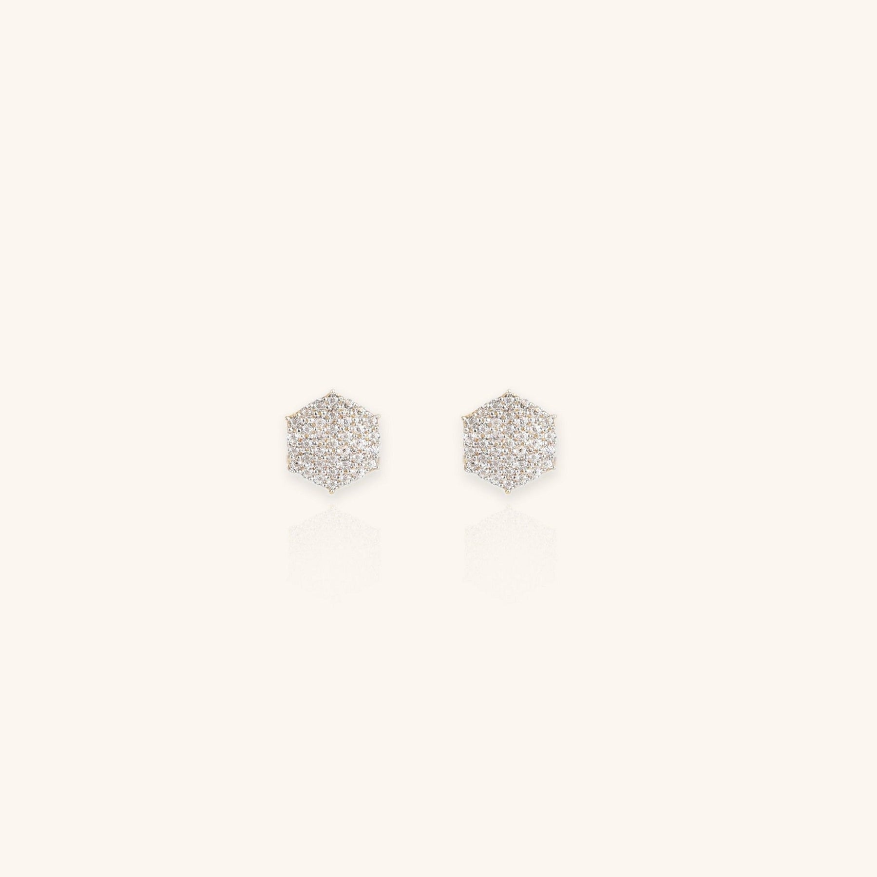 Hexagon Royal Gold Studs Earrings - Dearest Diamonds