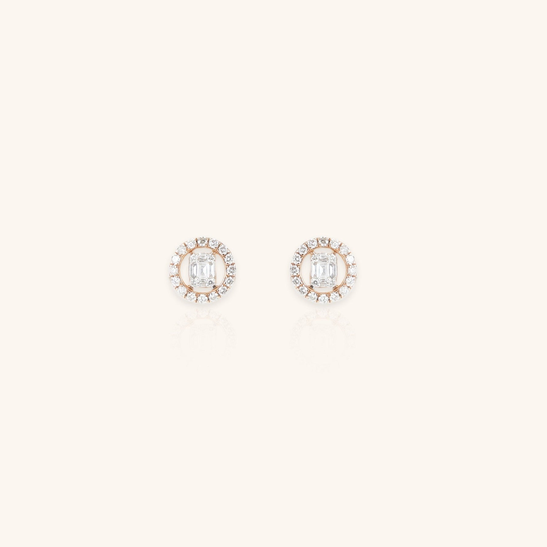 Emerald Diamond Studs with Halo Earrings - Dearest Diamonds