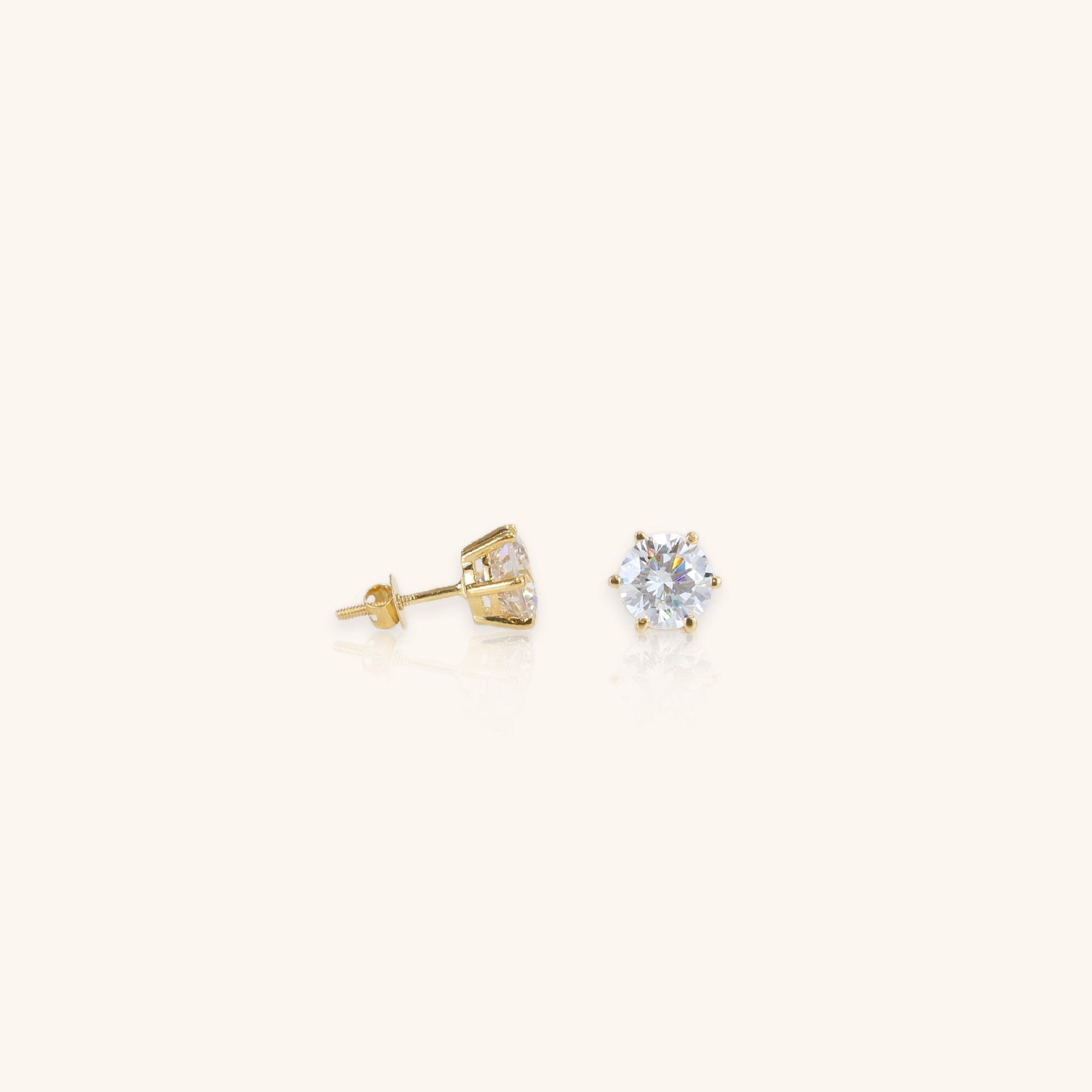 Six Prong Round Studs Earrings - Dearest Diamonds