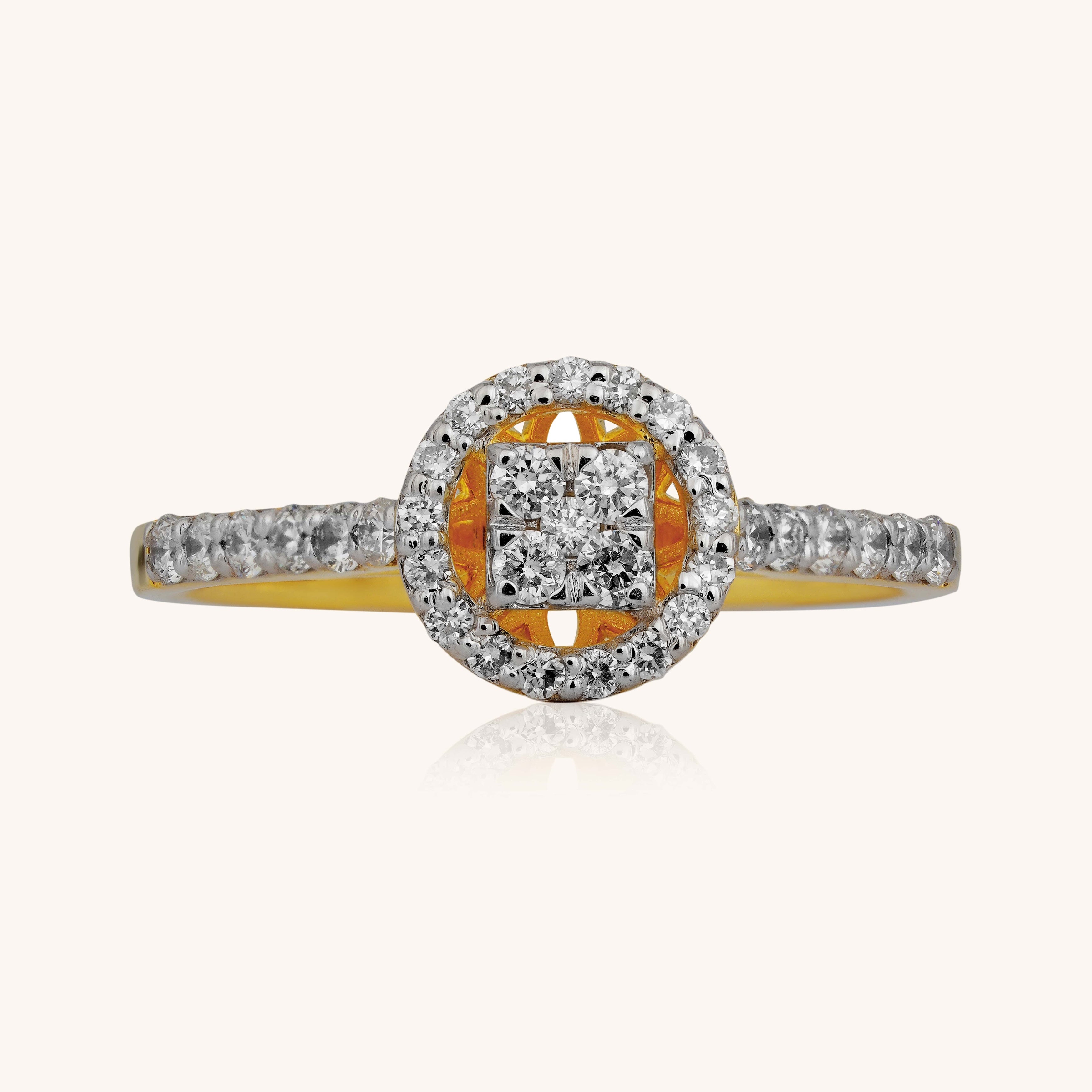 Cluster Diamond Ring with Halo