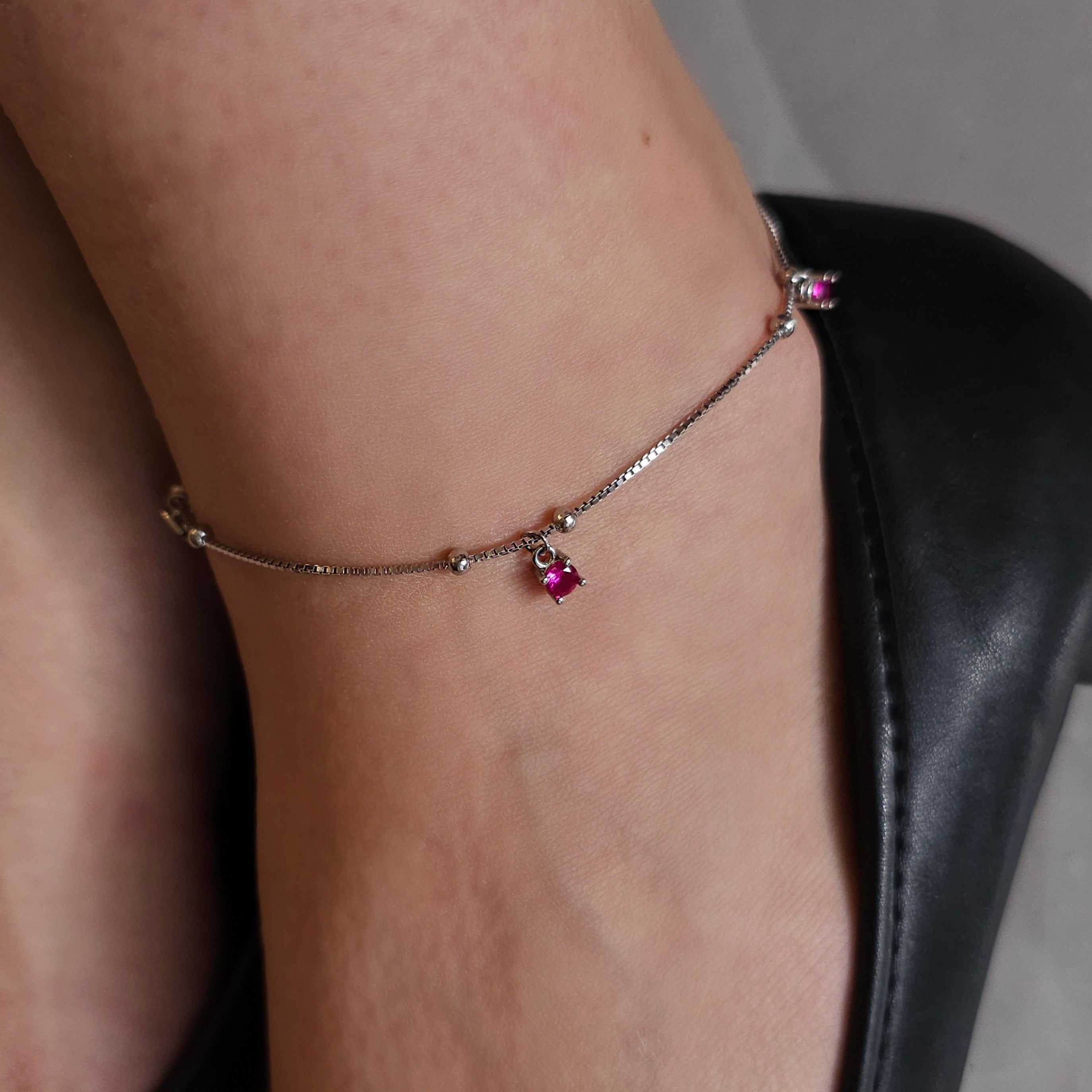 Spaced Out Pink Stones Anklet - Dearest Diamonds