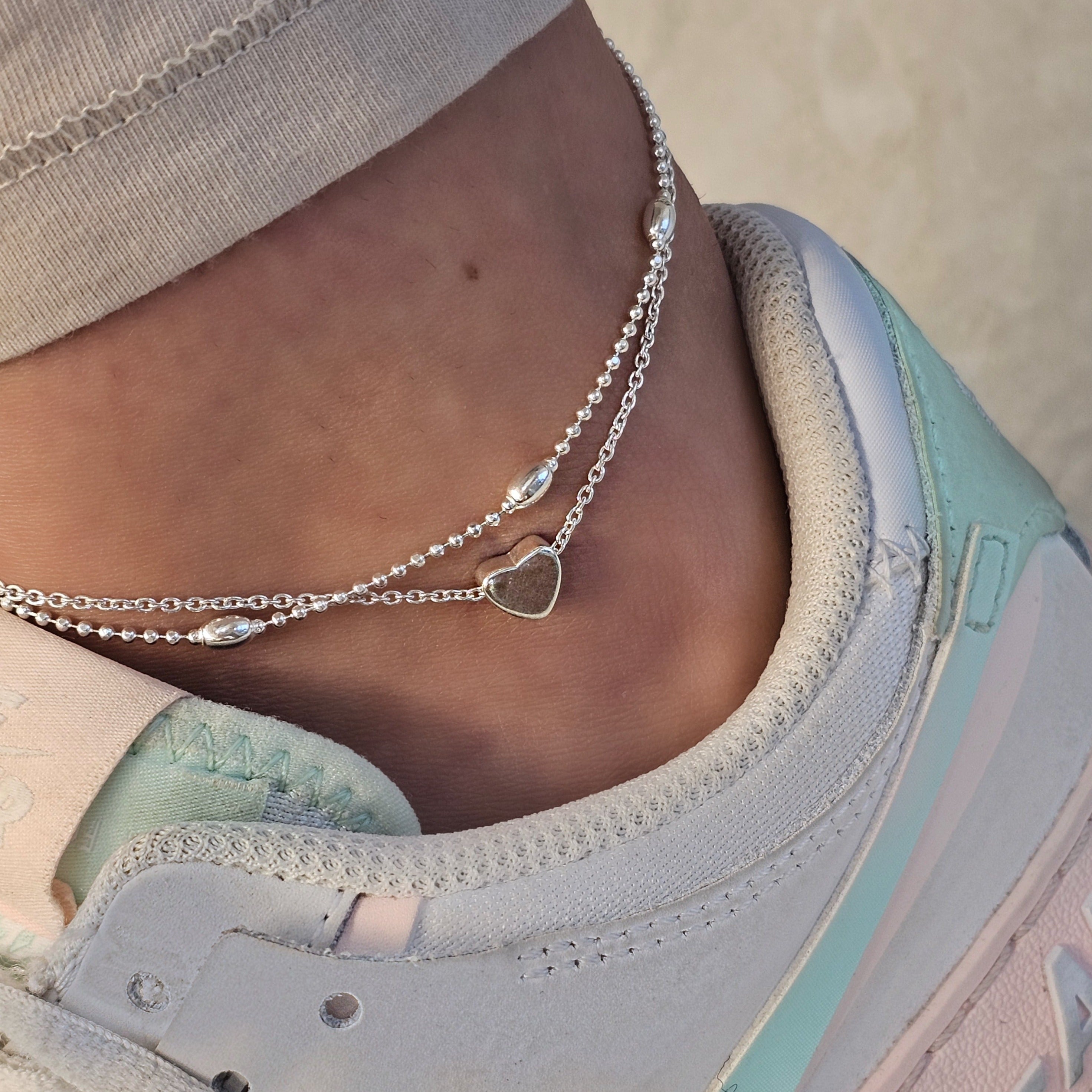 Double Chain Heart Anklet