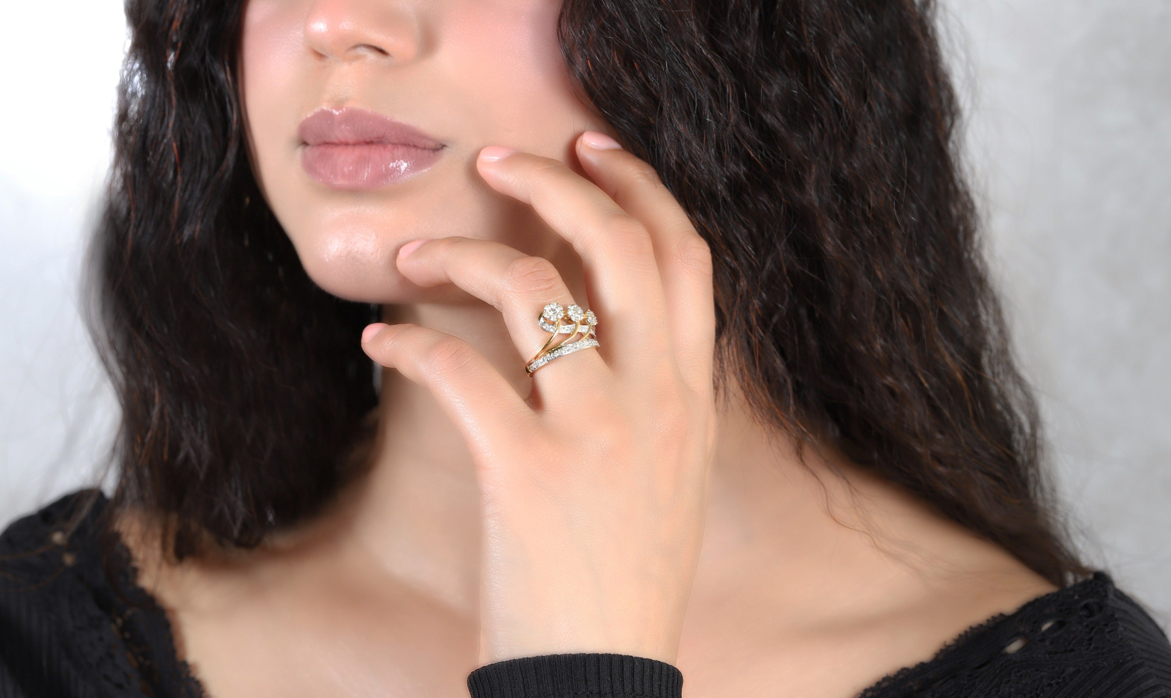 Three Round Crystal Diamonds Ring - Dearest Diamonds