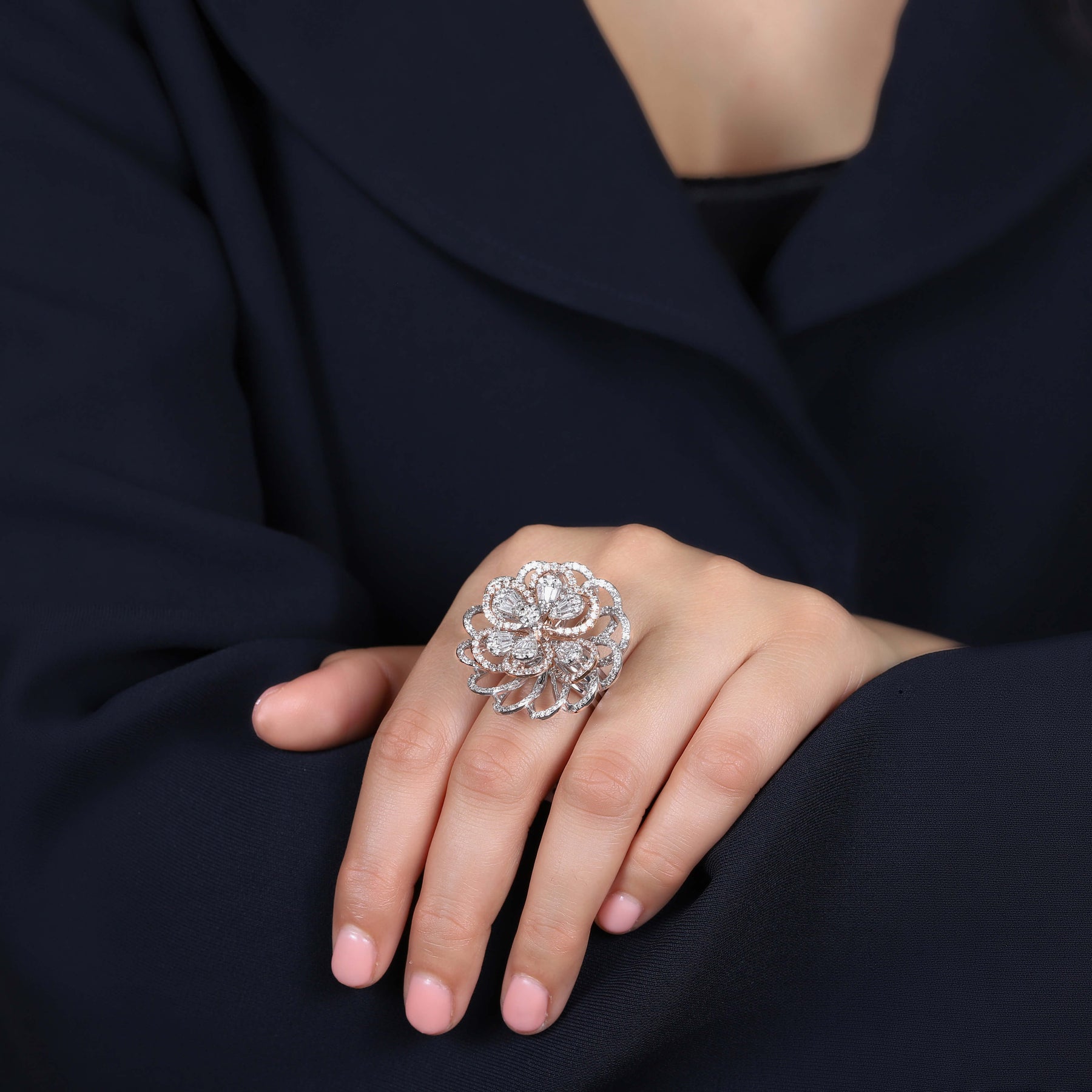 Flower Clear Crystal Ring - Dearest Diamonds