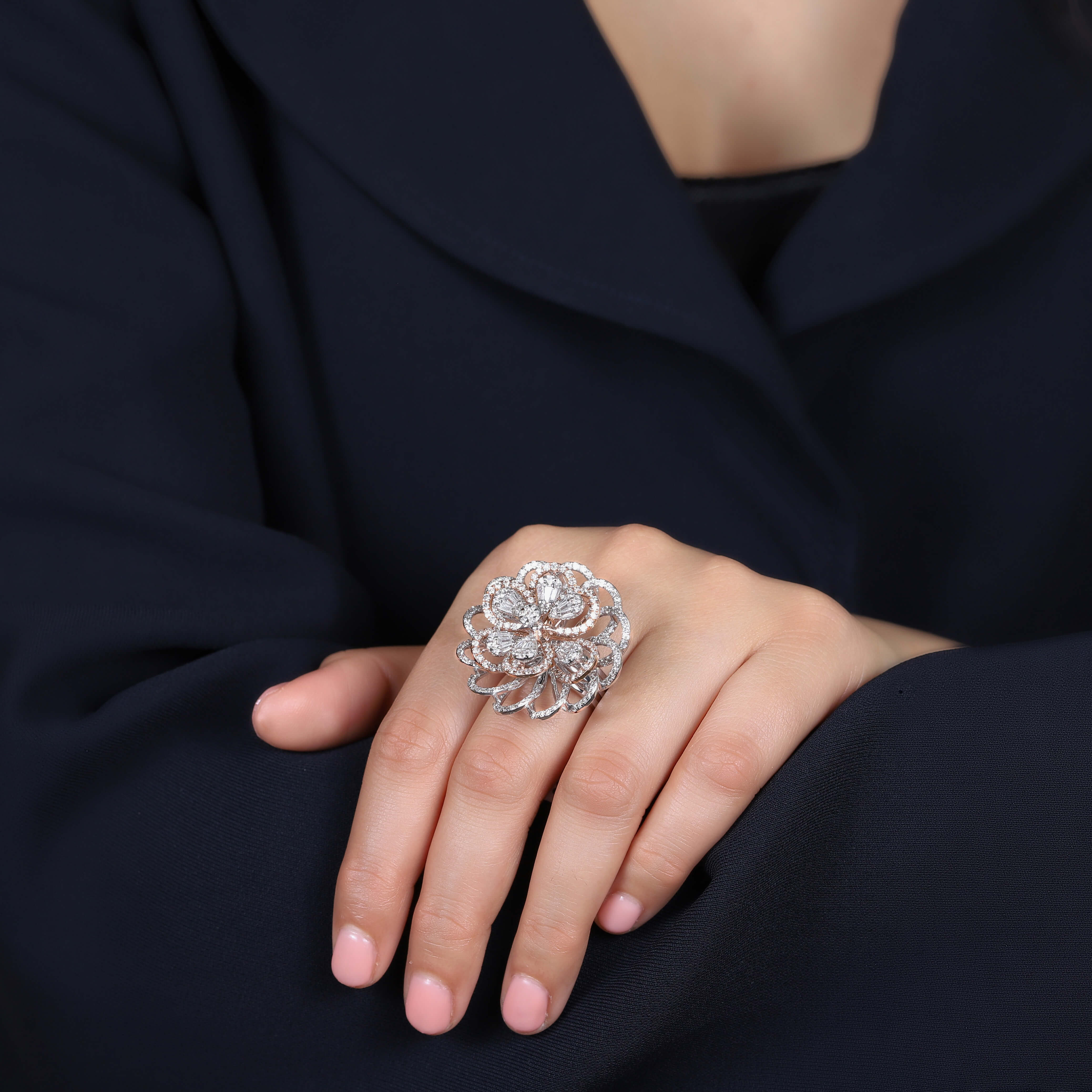 Flower Clear Crystal Ring - Dearest Diamonds