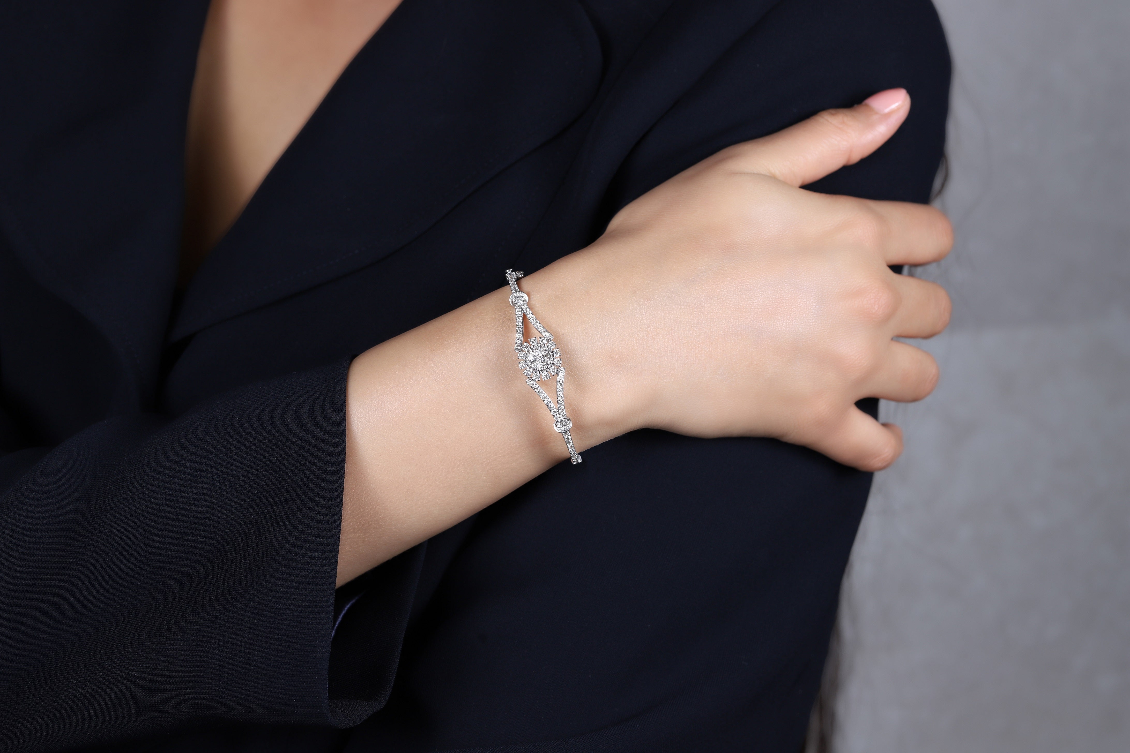 Diamond Blossom Cocktail Bangle Bracelet - Dearest Diamonds