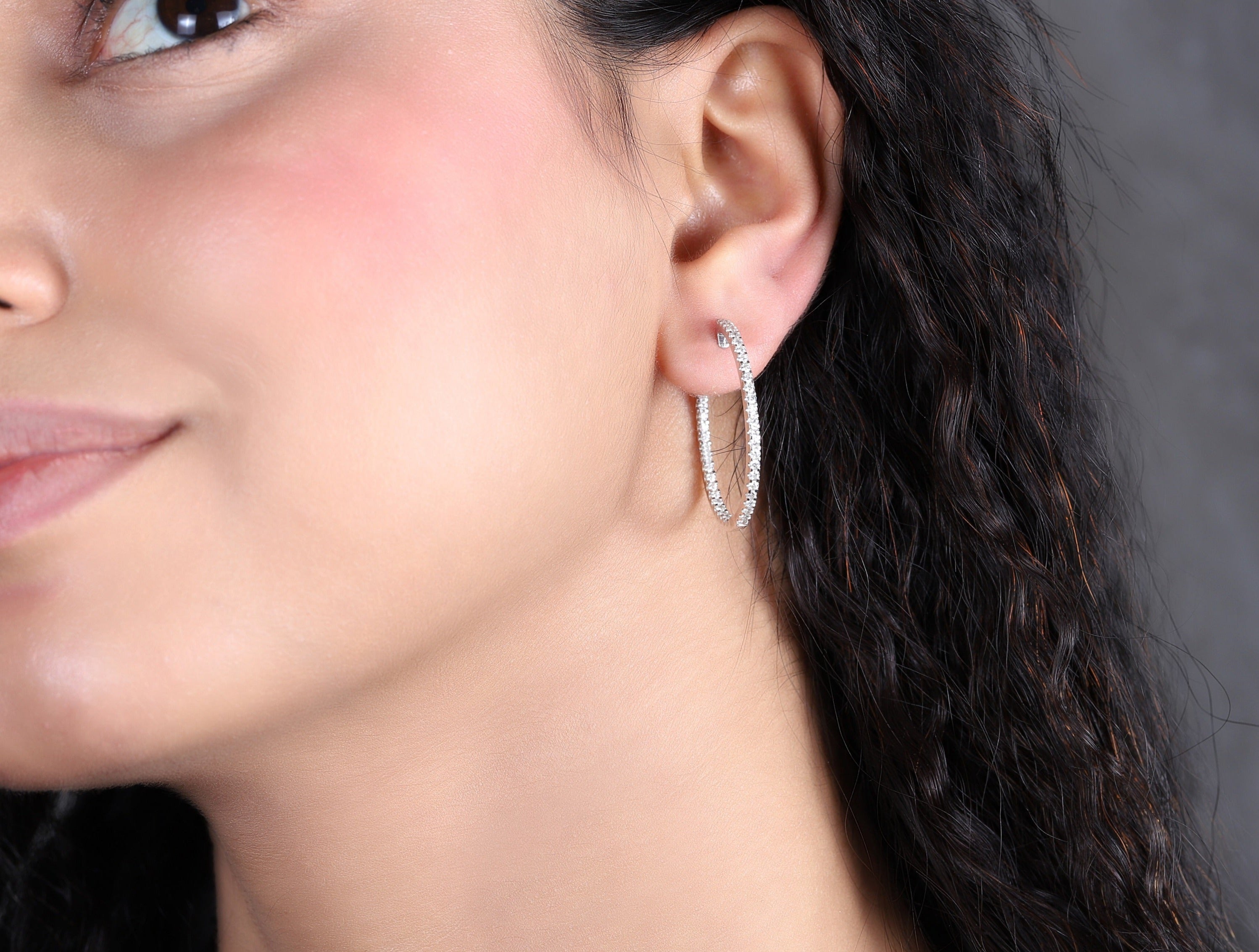 Diamond Oval Hoop Earrings - Dearest Diamonds