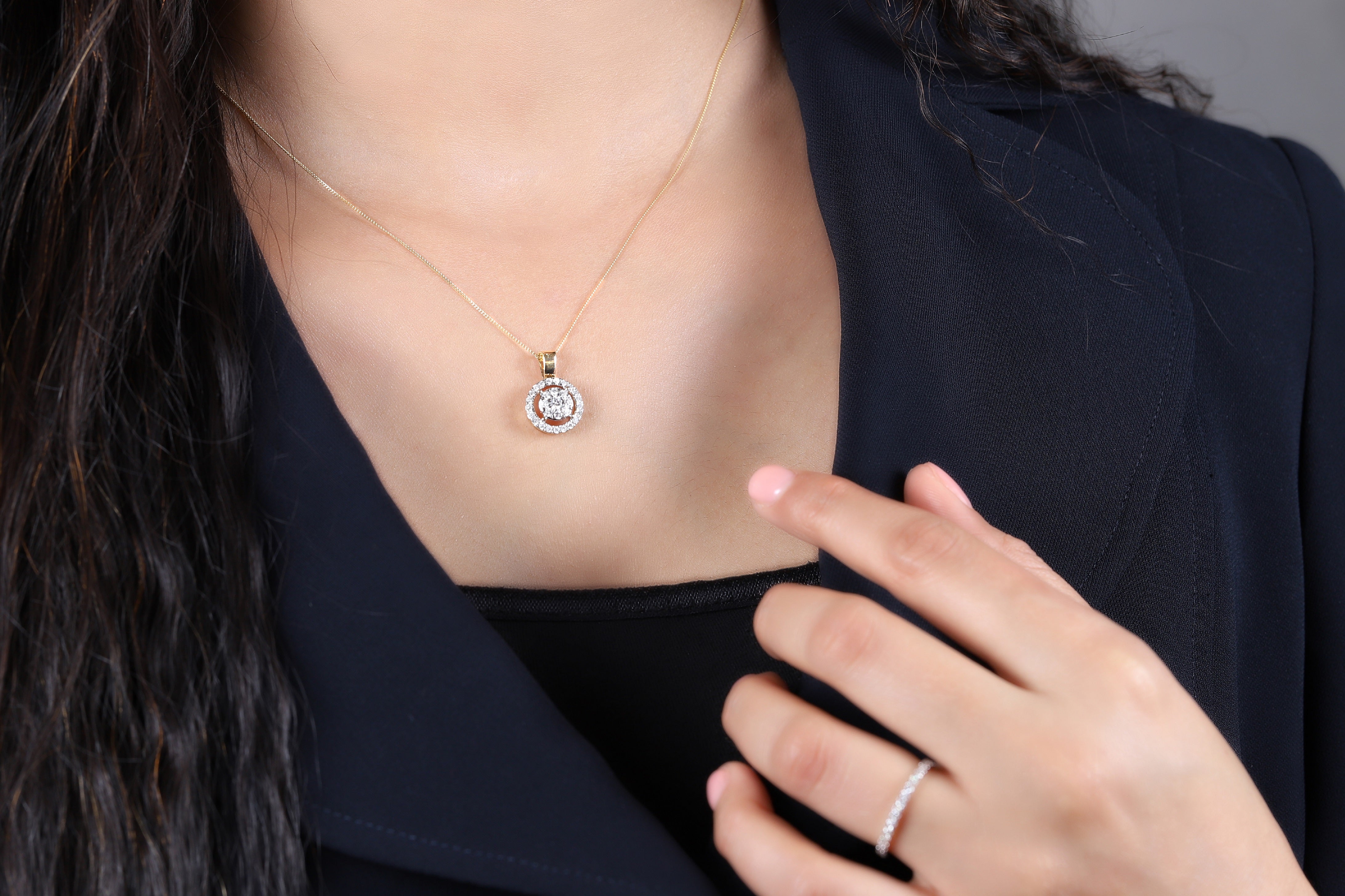 Cluster Round with Halo Necklace - Dearest Diamonds