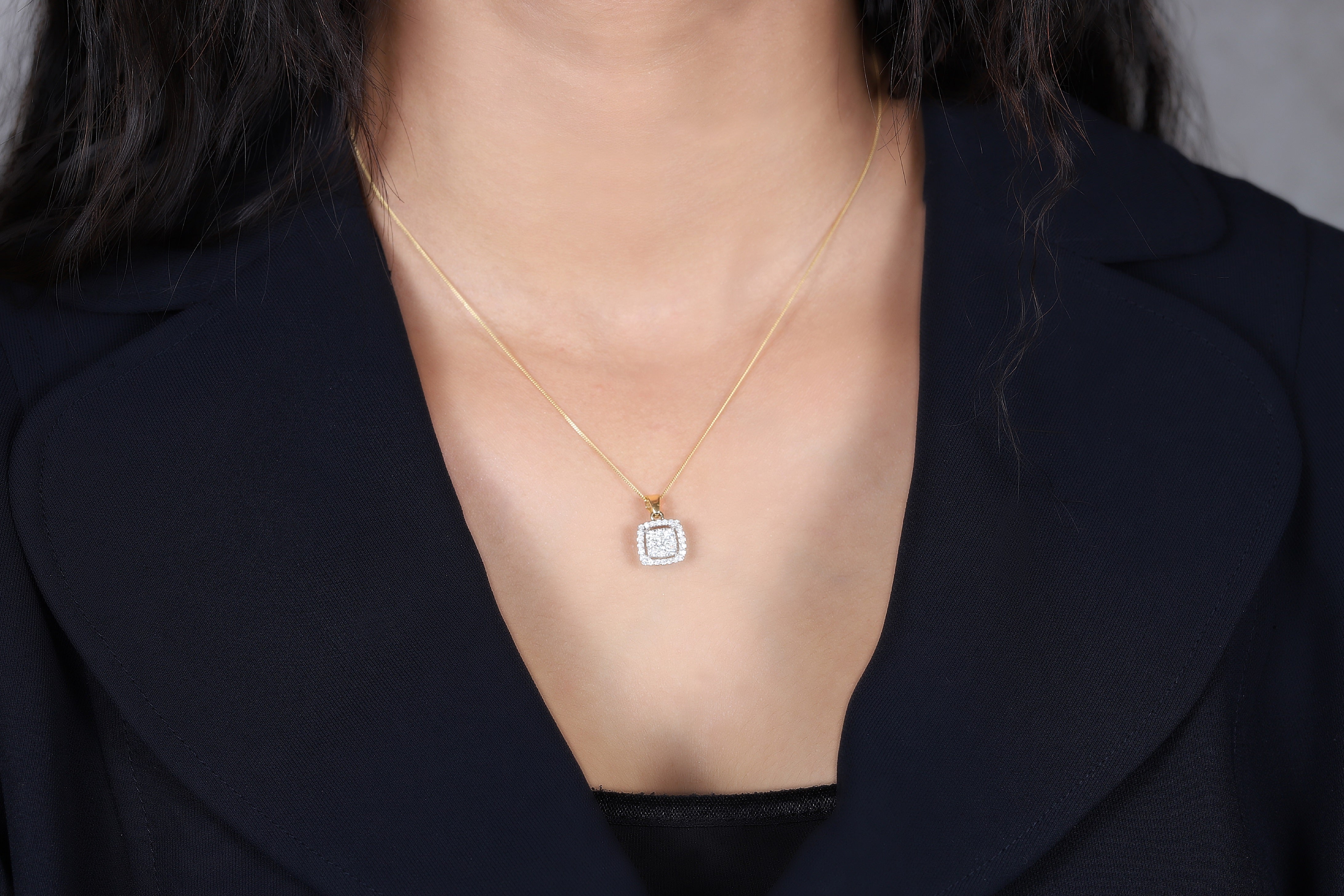 Dainty Diamonds Square Pendant Necklace - Dearest Diamonds