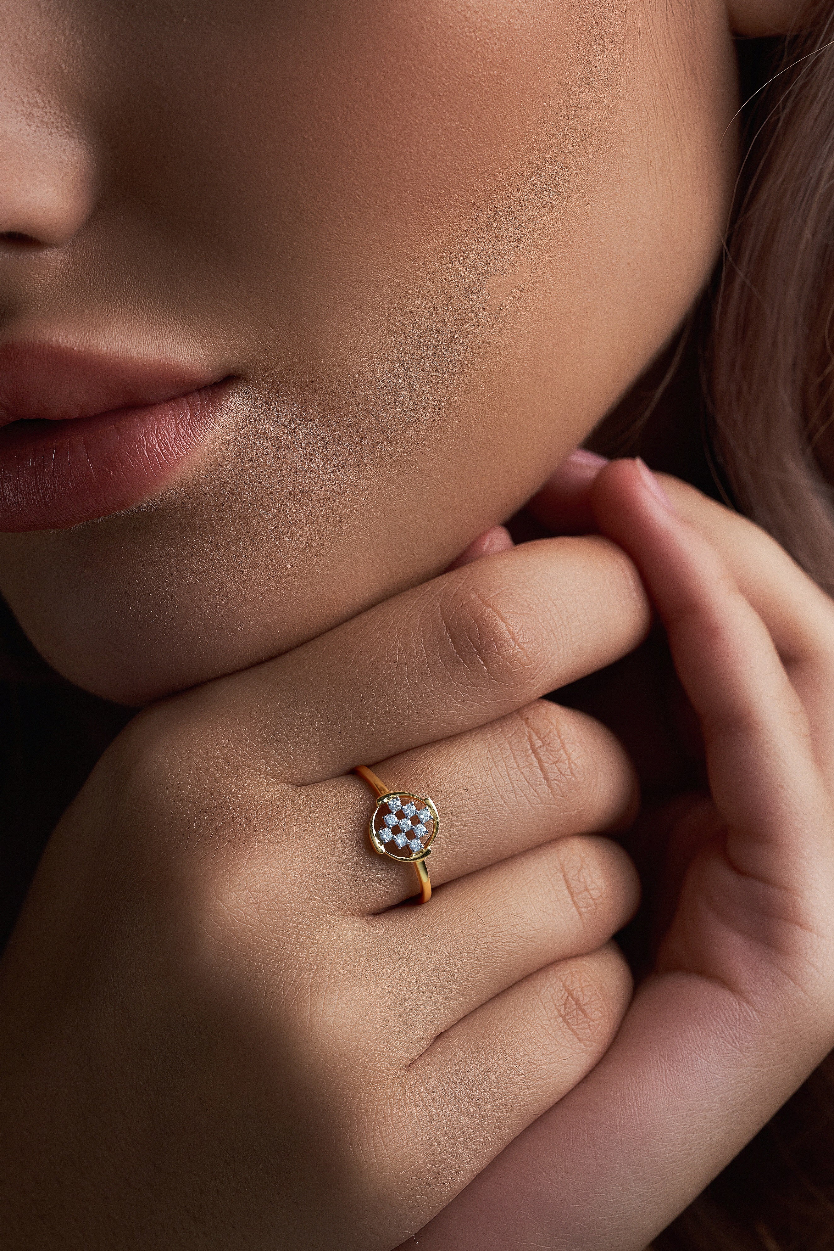 checkered diamond ring