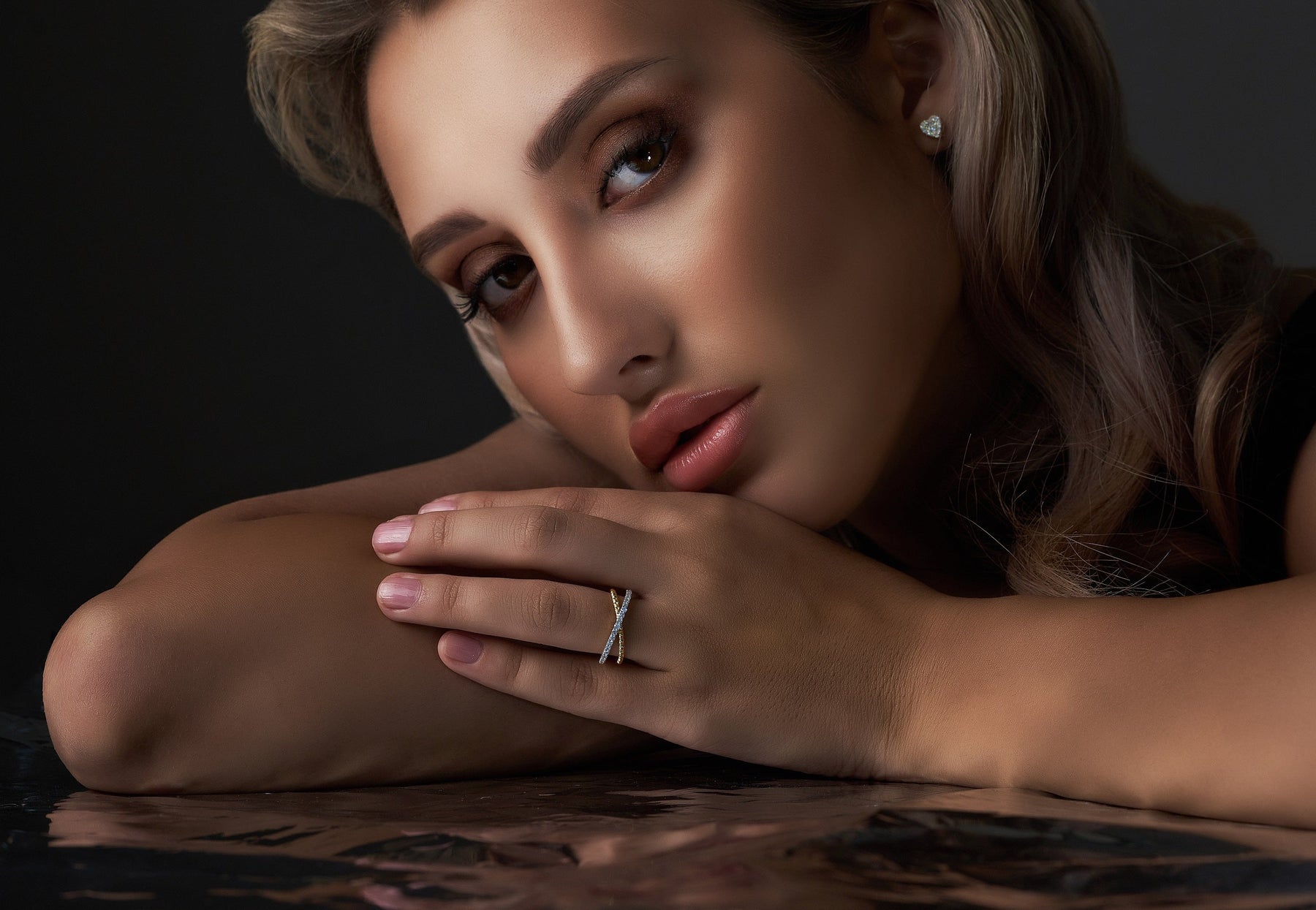 girl showing diamond ring