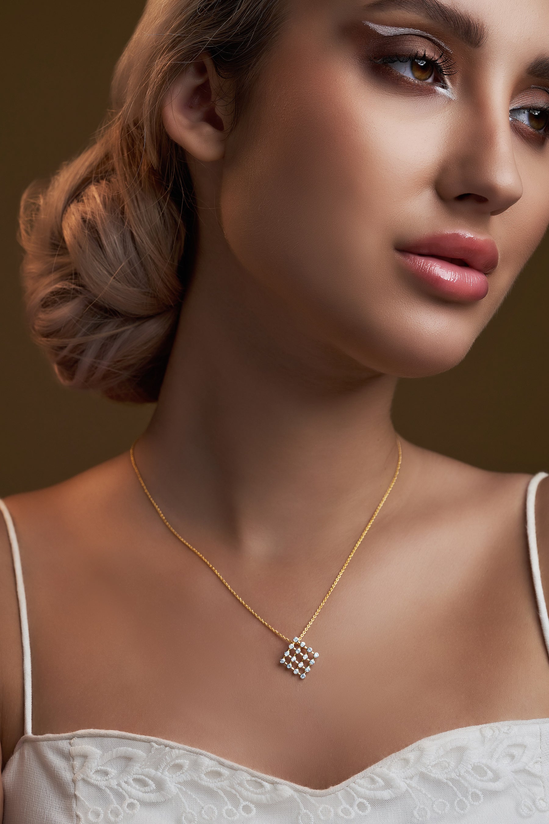 Diamond Diagonal Square Necklace - Dearest Diamonds