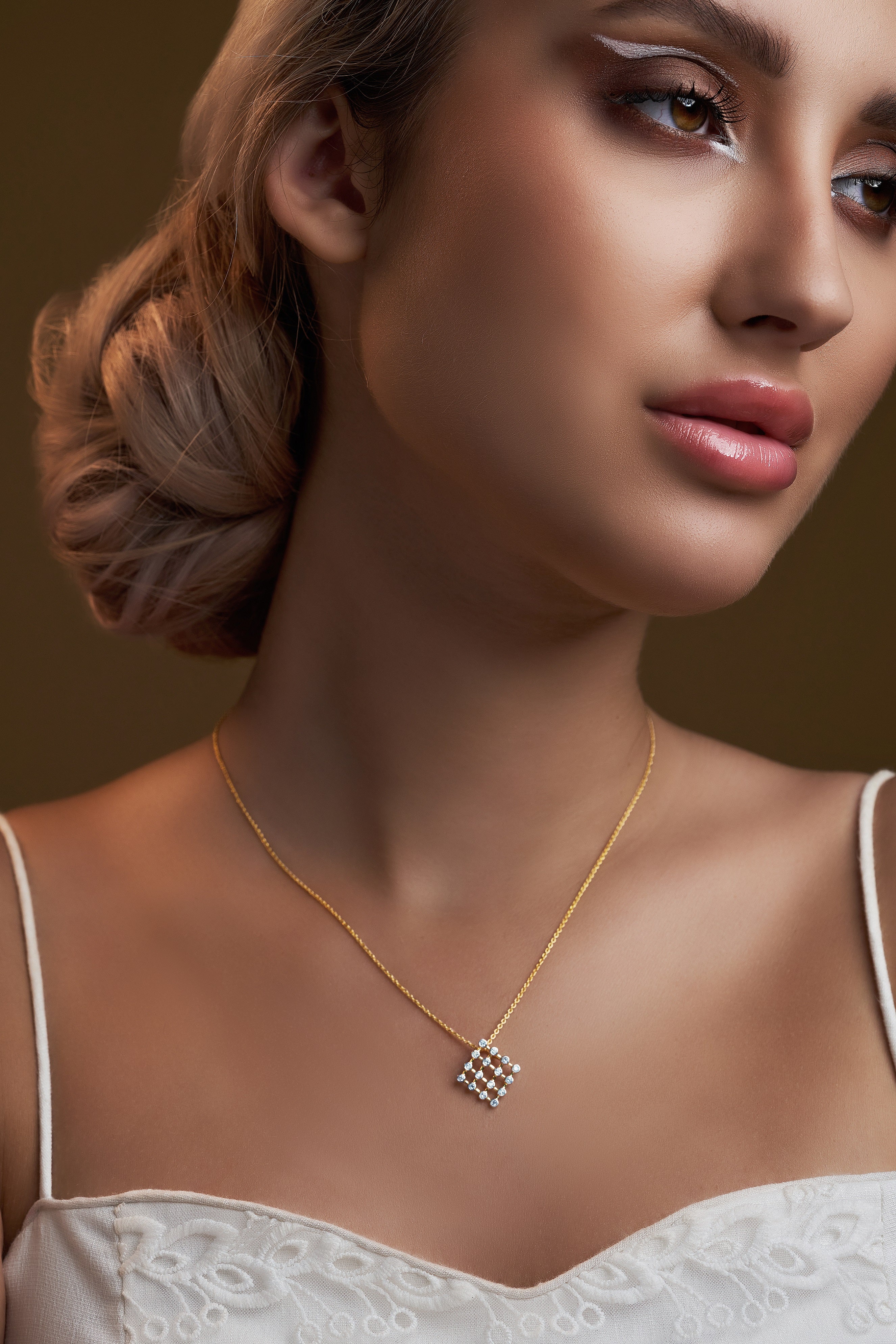 Diamond Diagonal Square Necklace - Dearest Diamonds