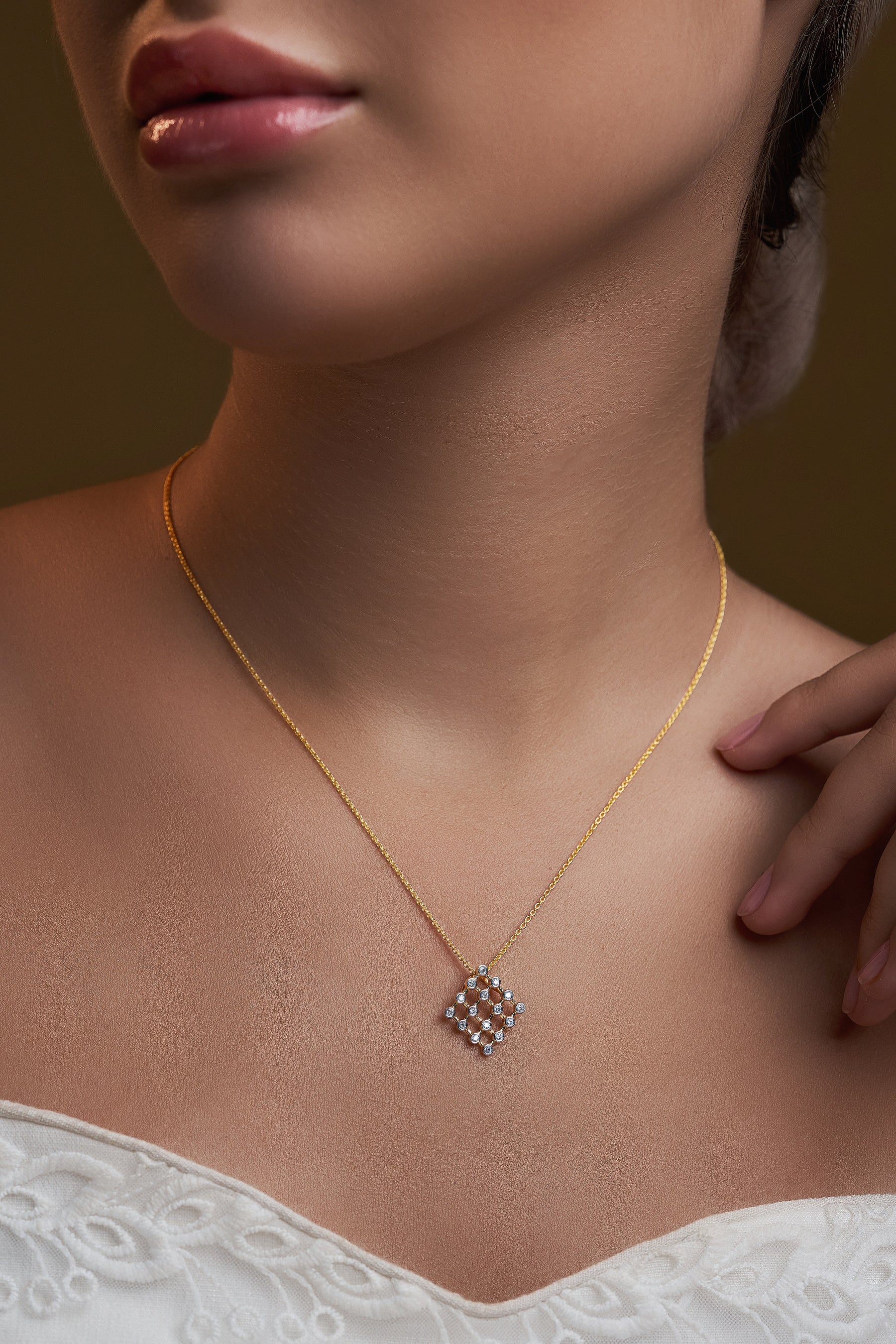 Diamond Diagonal Square Necklace - Dearest Diamonds