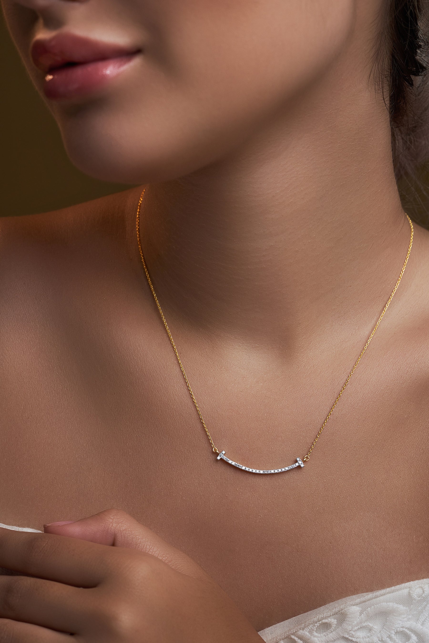 Arc Diamond Bar Necklace - Dearest Diamonds