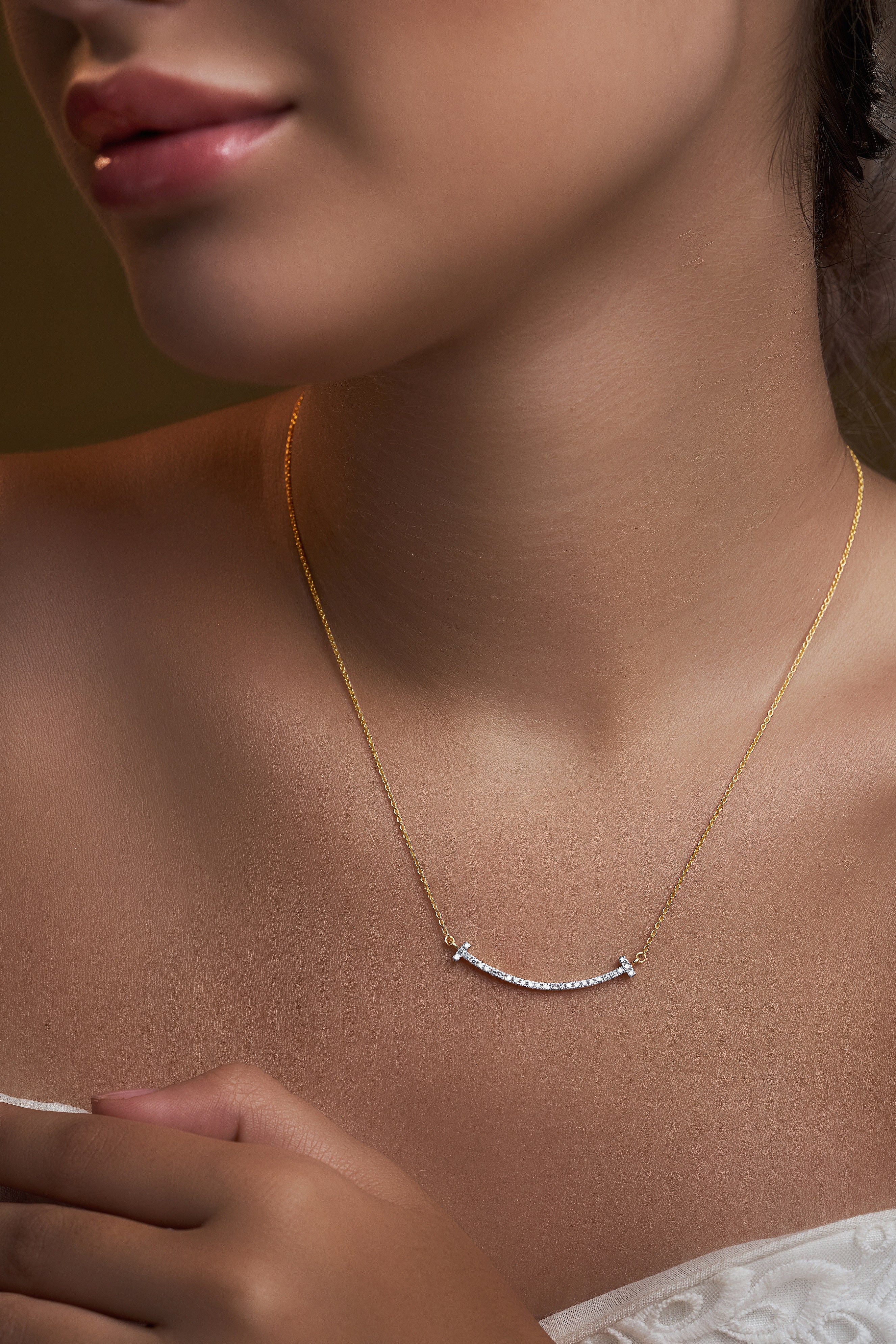 Arc Diamond Bar Necklace - Dearest Diamonds