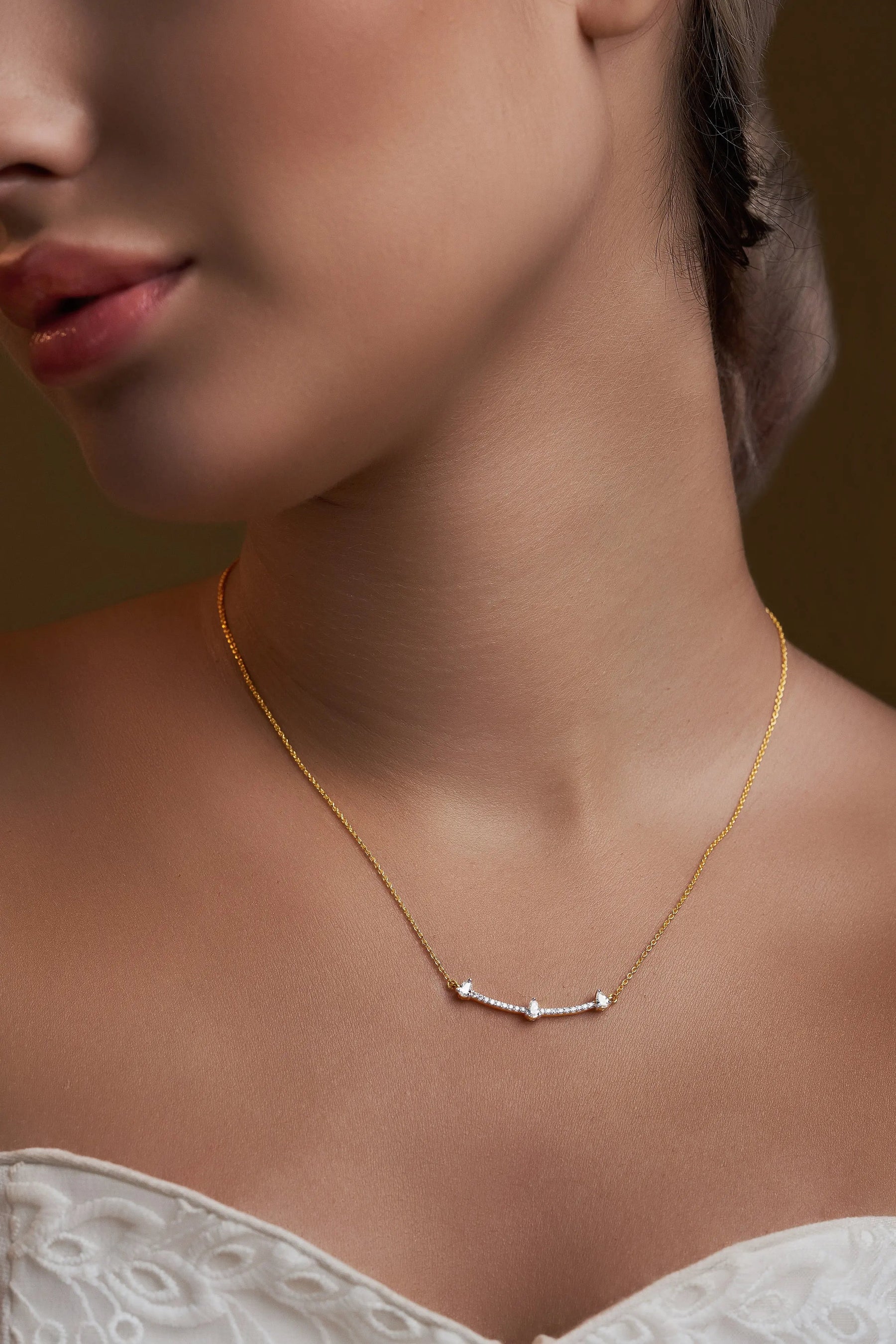 Curved Diamond Necklace - Dearest Diamonds