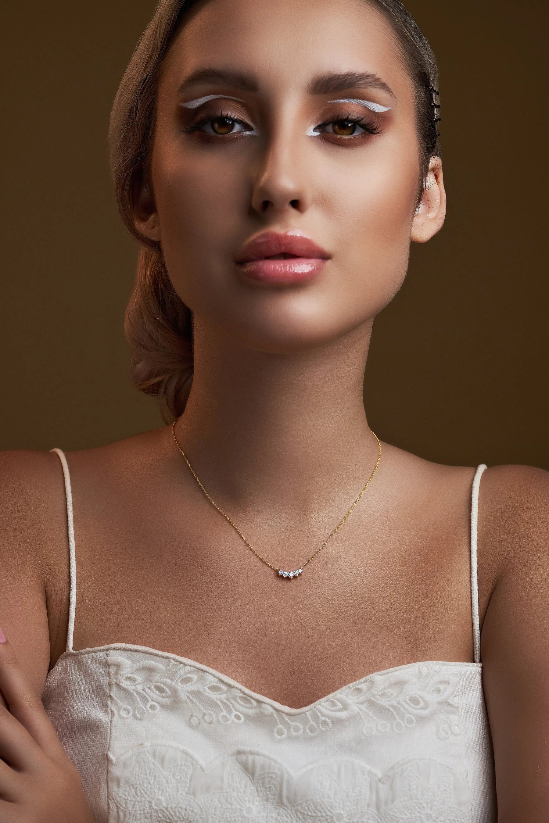 Five Diamond Curve Necklace - Dearest Diamonds