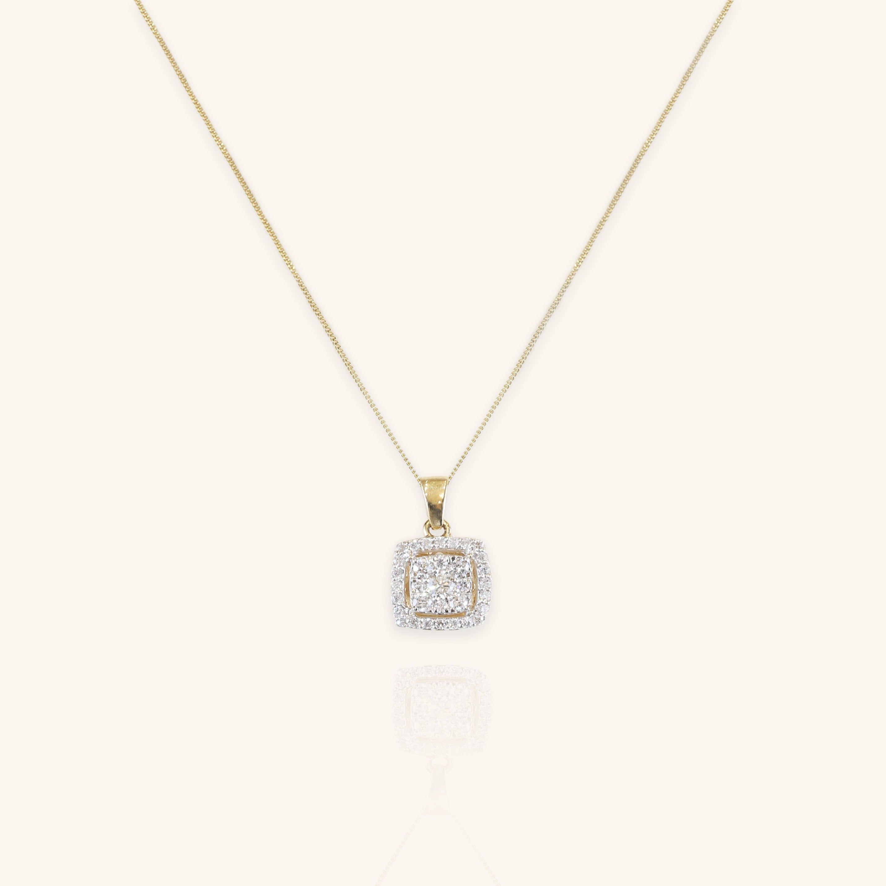 Dainty Diamonds Square Pendant Necklace