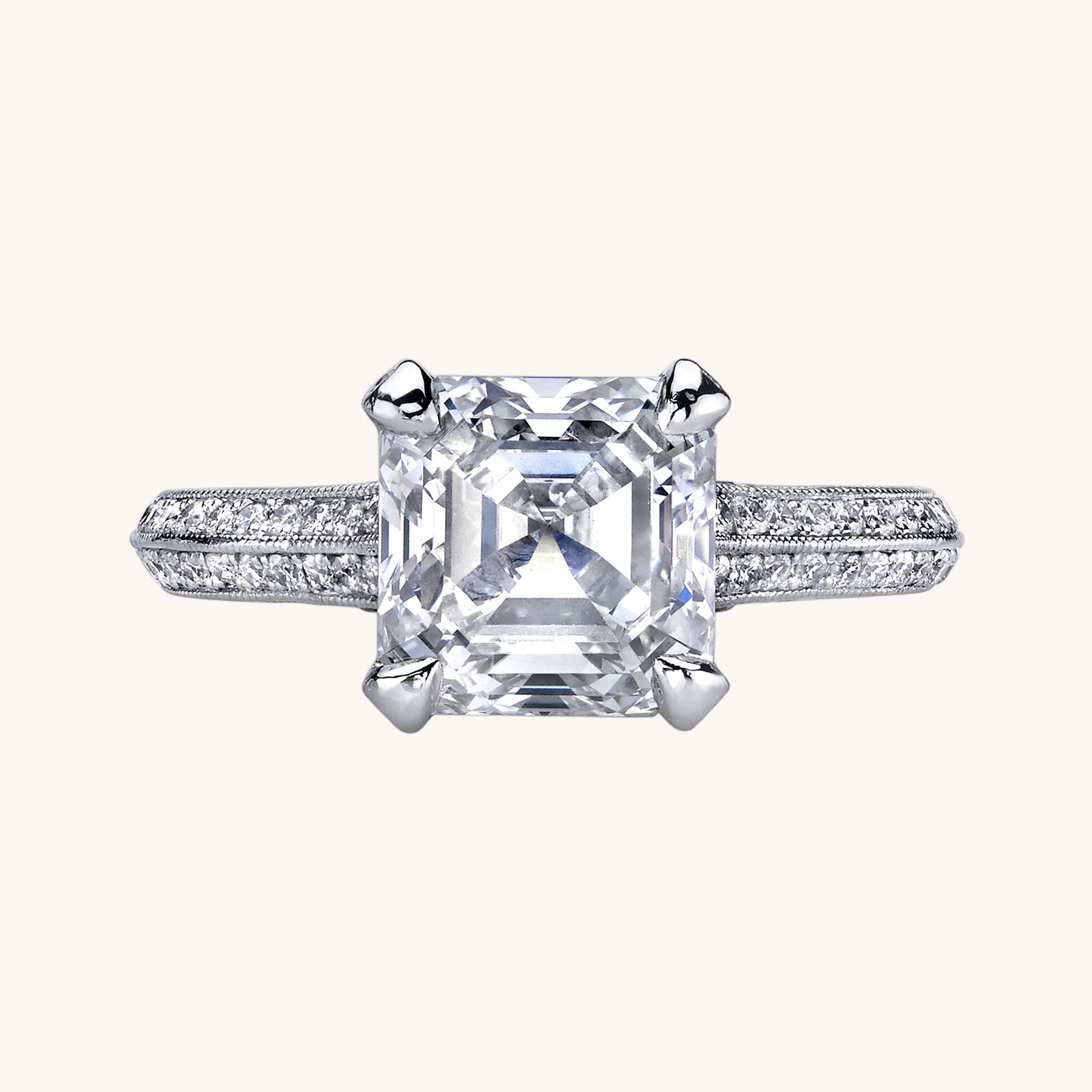 Multi-Row Pavé Assher Cut Ring - Dearest Diamonds