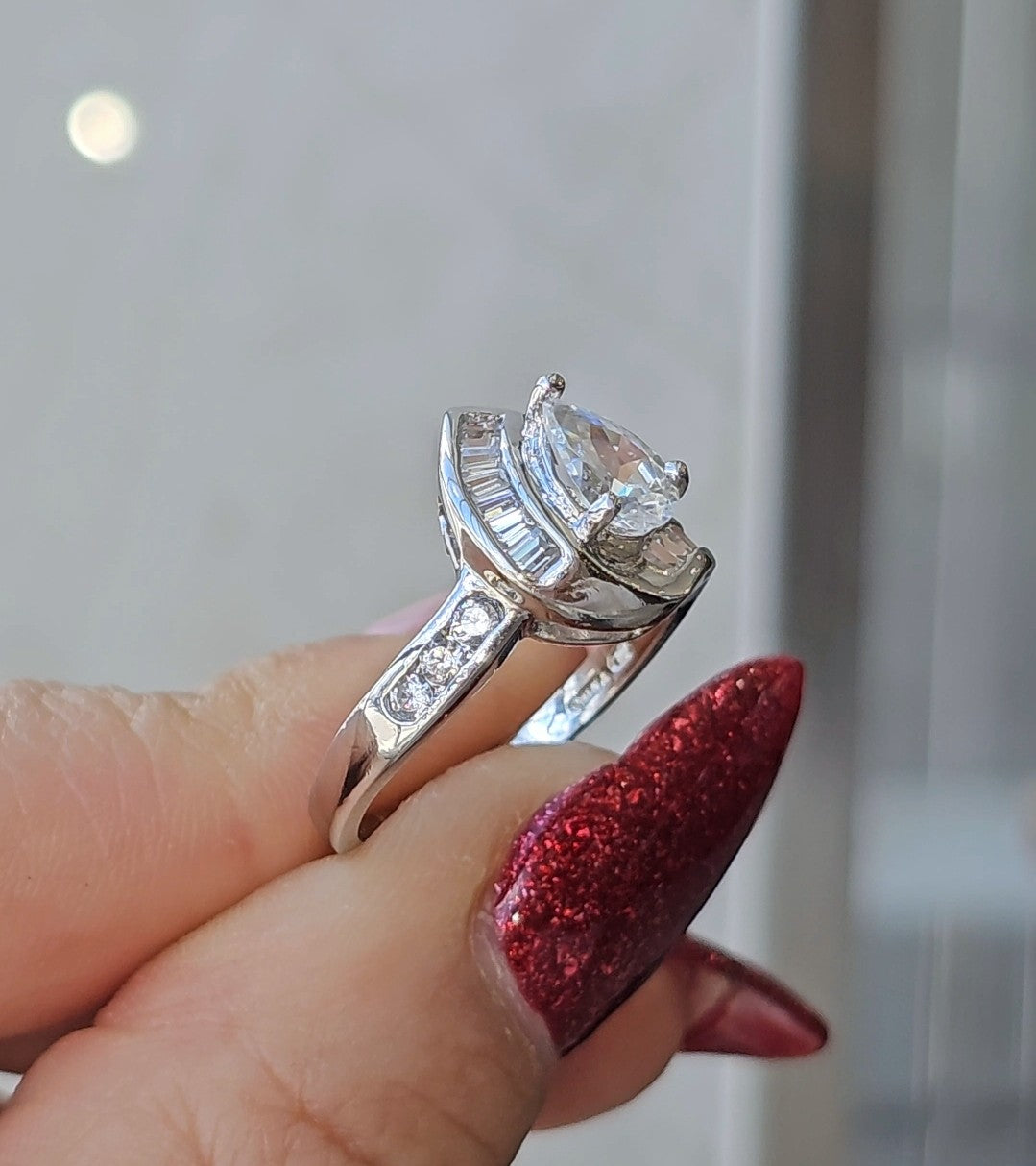 Elegant Pear Silver Ring - Dearest Diamonds
