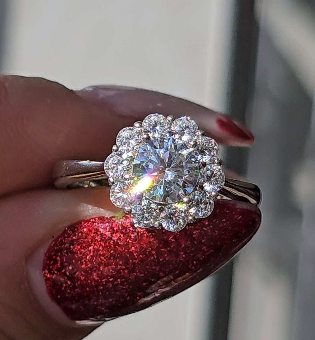 Dazzling Flower Silver Ring - Dearest Diamonds