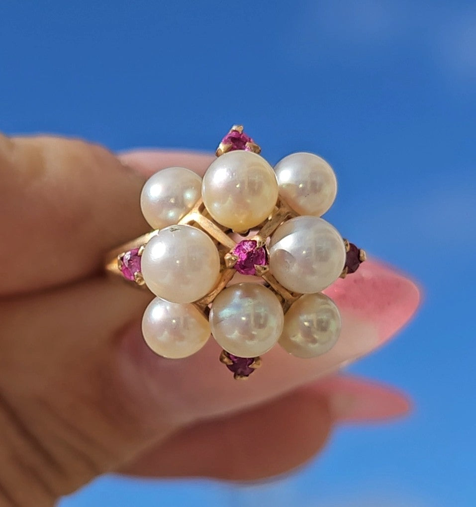 Ruby and Pearls Bouquet - Dearest Diamonds