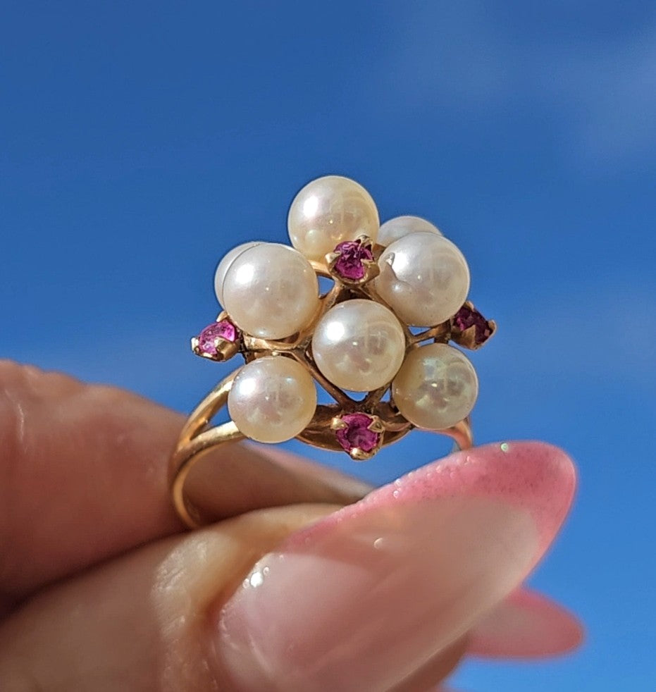 Ruby and Pearls Bouquet - Dearest Diamonds