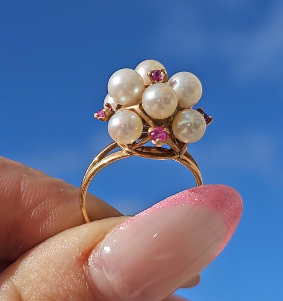 Ruby and Pearls Bouquet - Dearest Diamonds