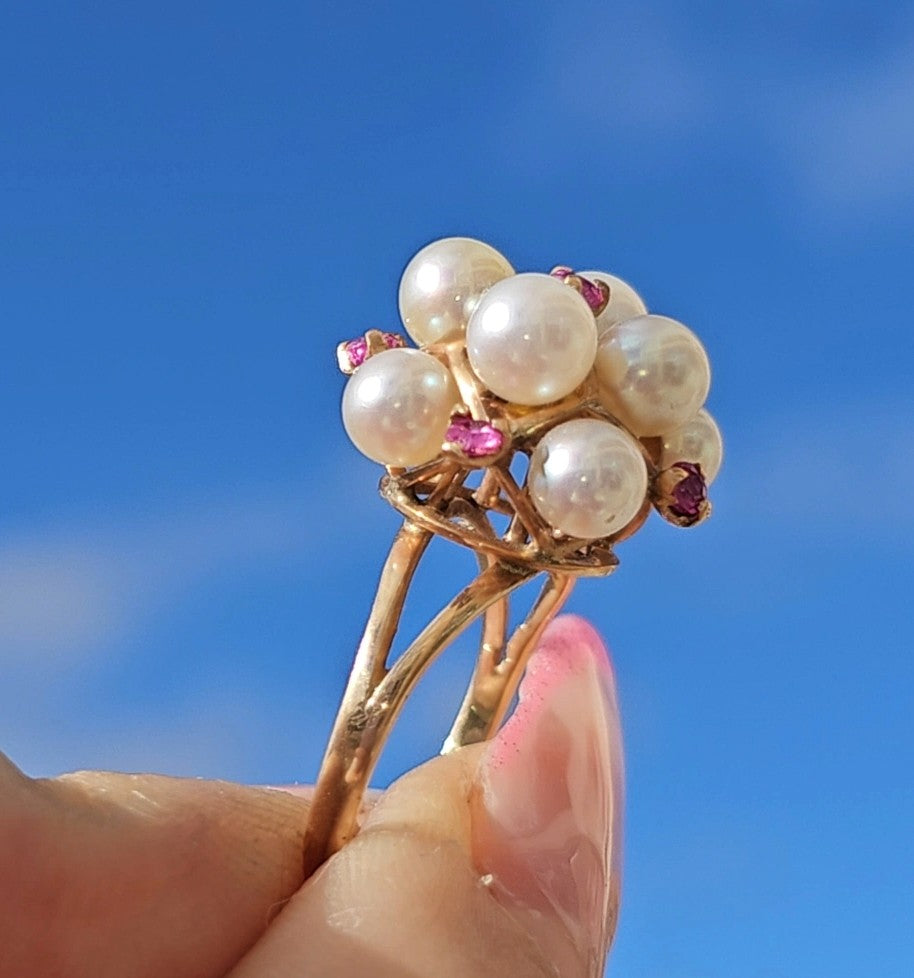 Ruby and Pearls Bouquet - Dearest Diamonds