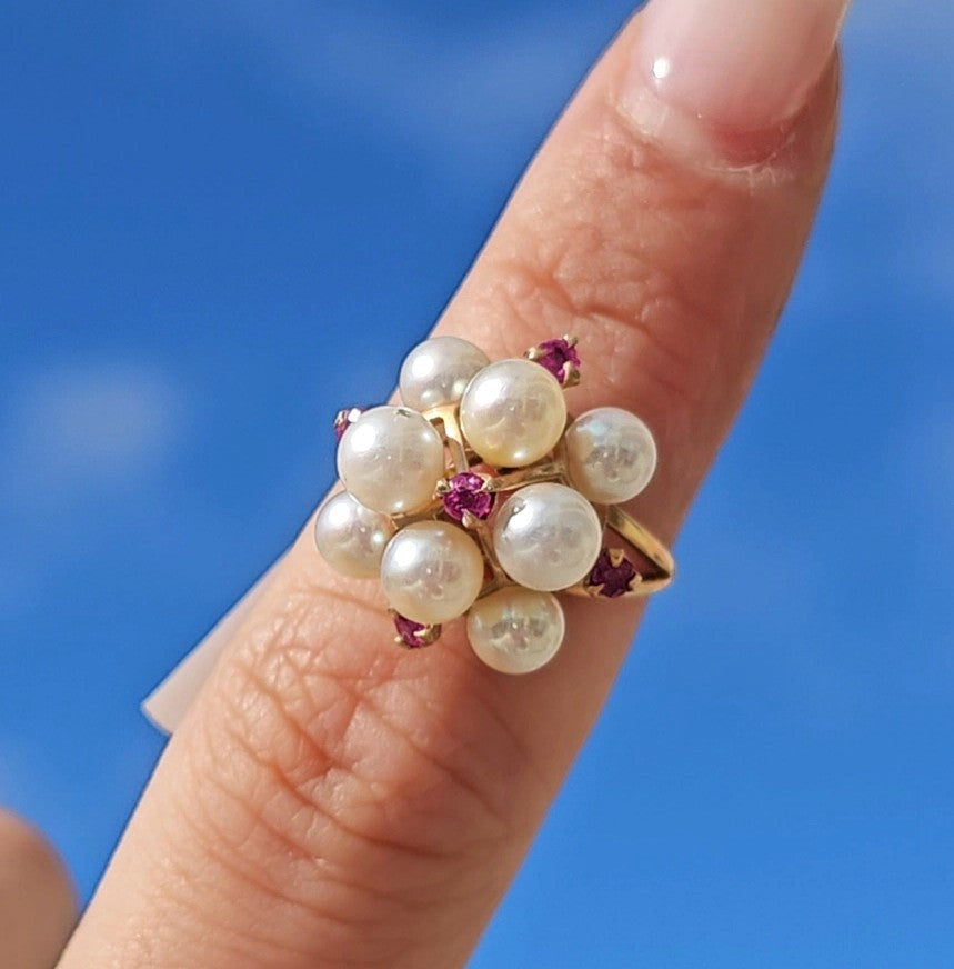 Ruby and Pearls Bouquet - Dearest Diamonds