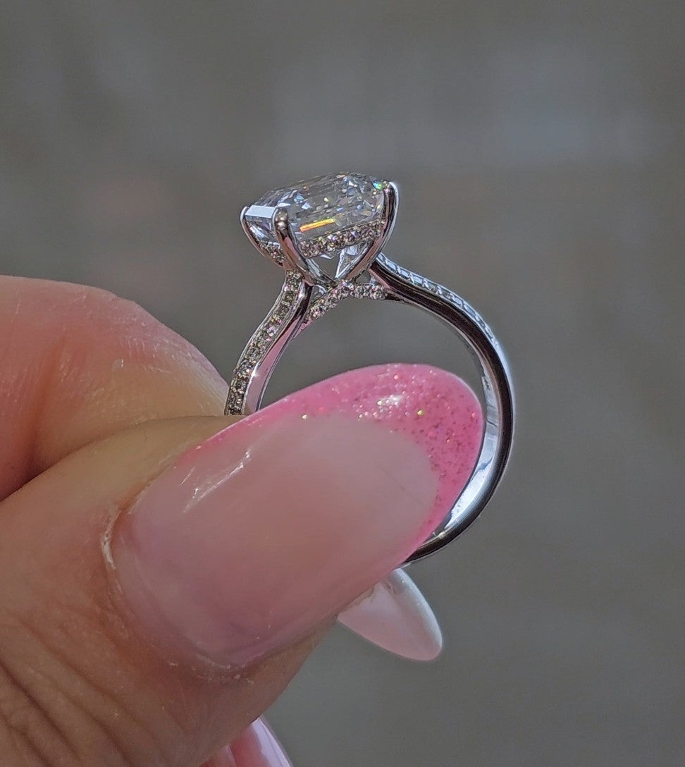 Multi-Row Pavé Assher Cut Ring - Dearest Diamonds