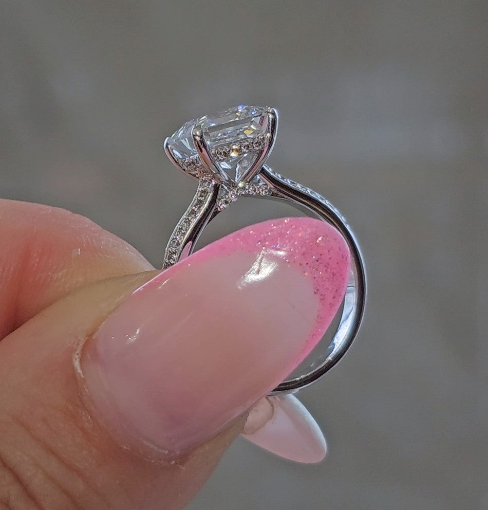 Multi-Row Pavé Assher Cut Ring - Dearest Diamonds