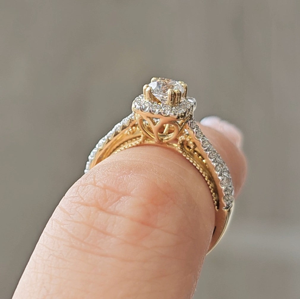 Round Natural Diamond Bridal Set with Halo - Dearest Diamonds