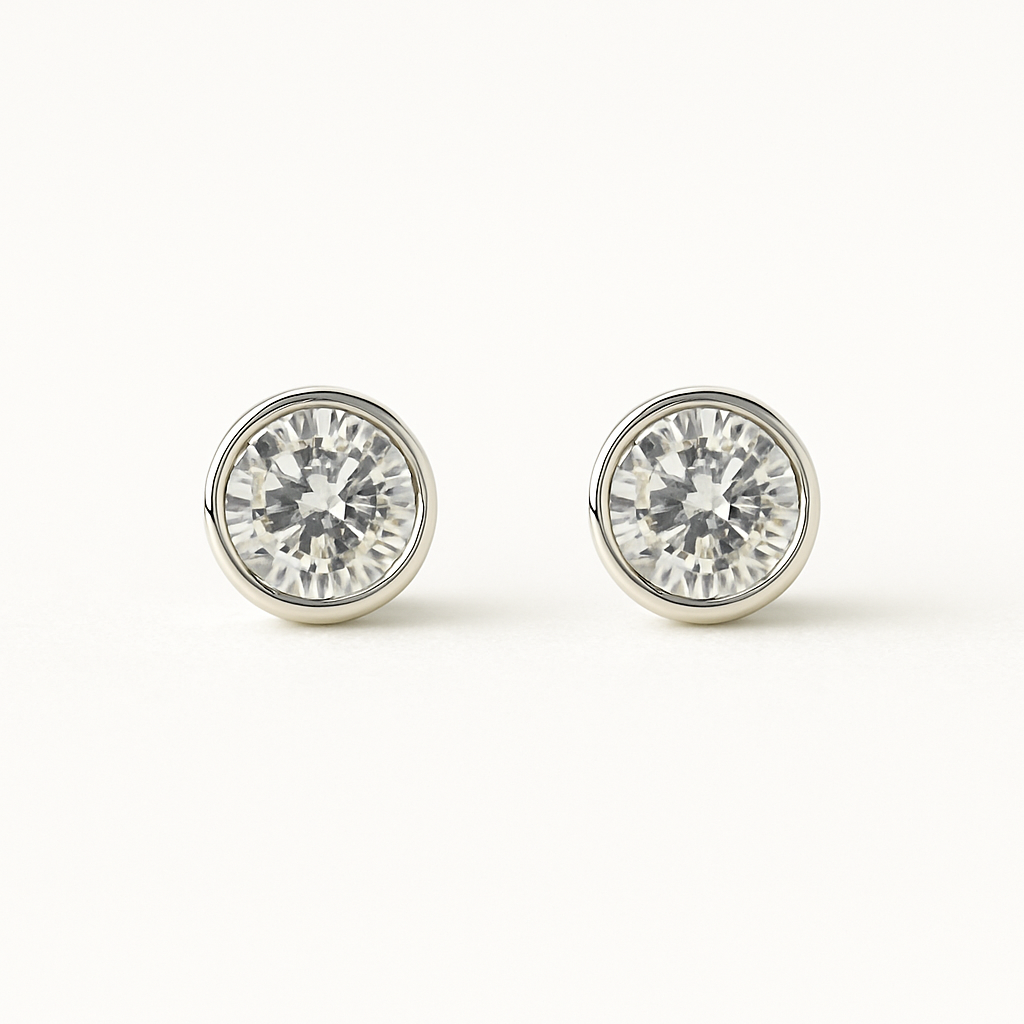 Silver Bezel Studs