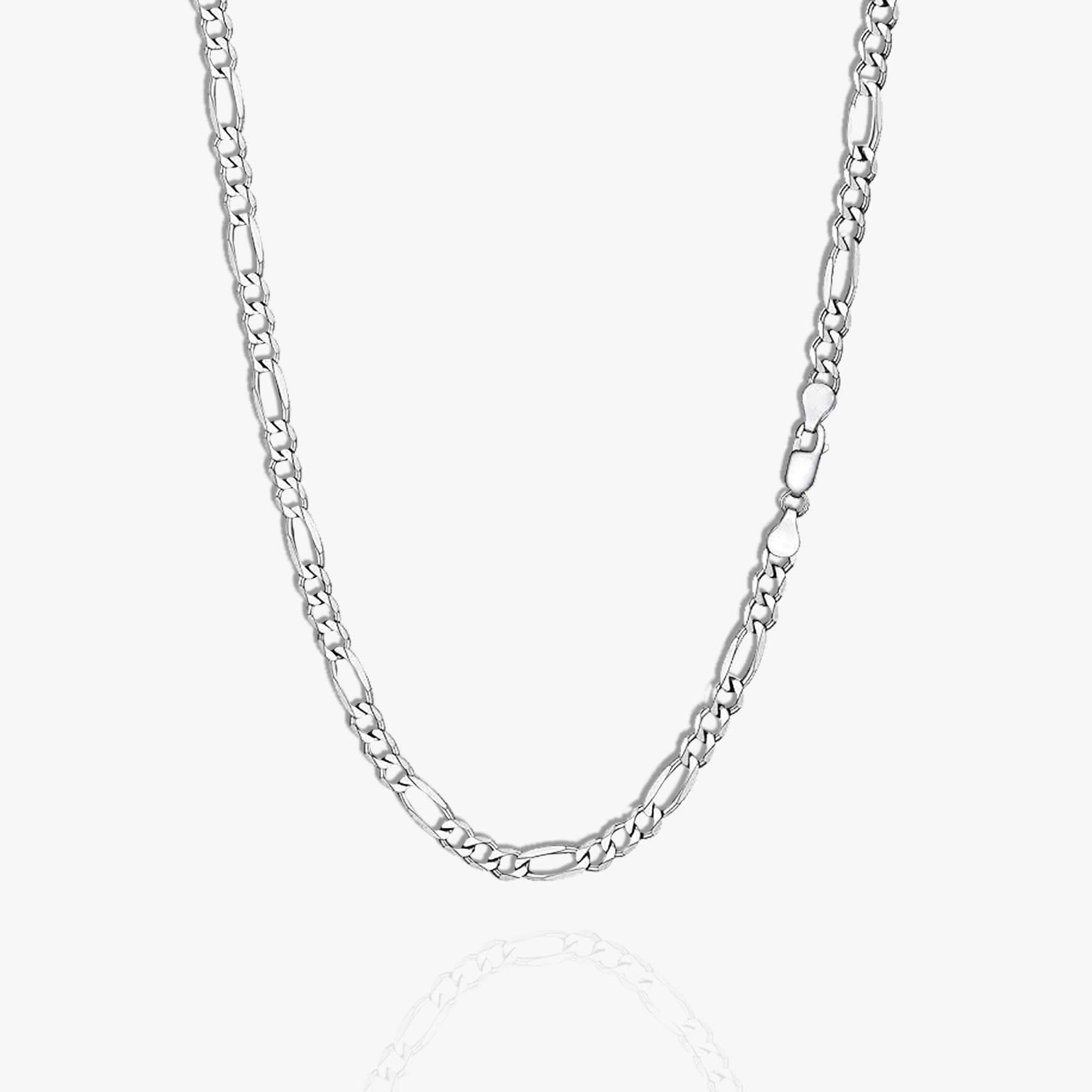2mm Figaro Chain Necklace in Solid Sterling Silver -18"/ 20" / 22" / 24"