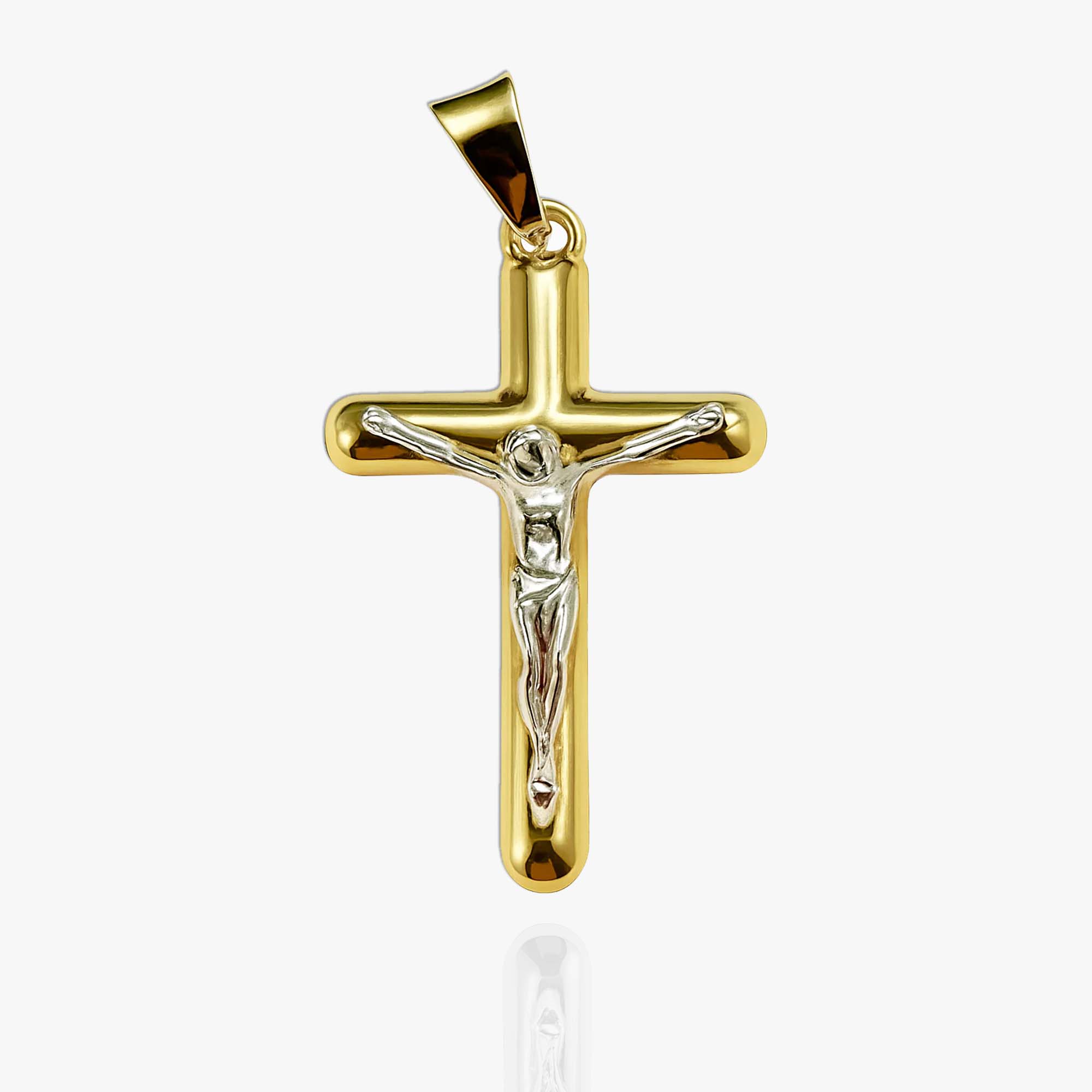 18K Two-Tone Gold Crucifix Pendant
