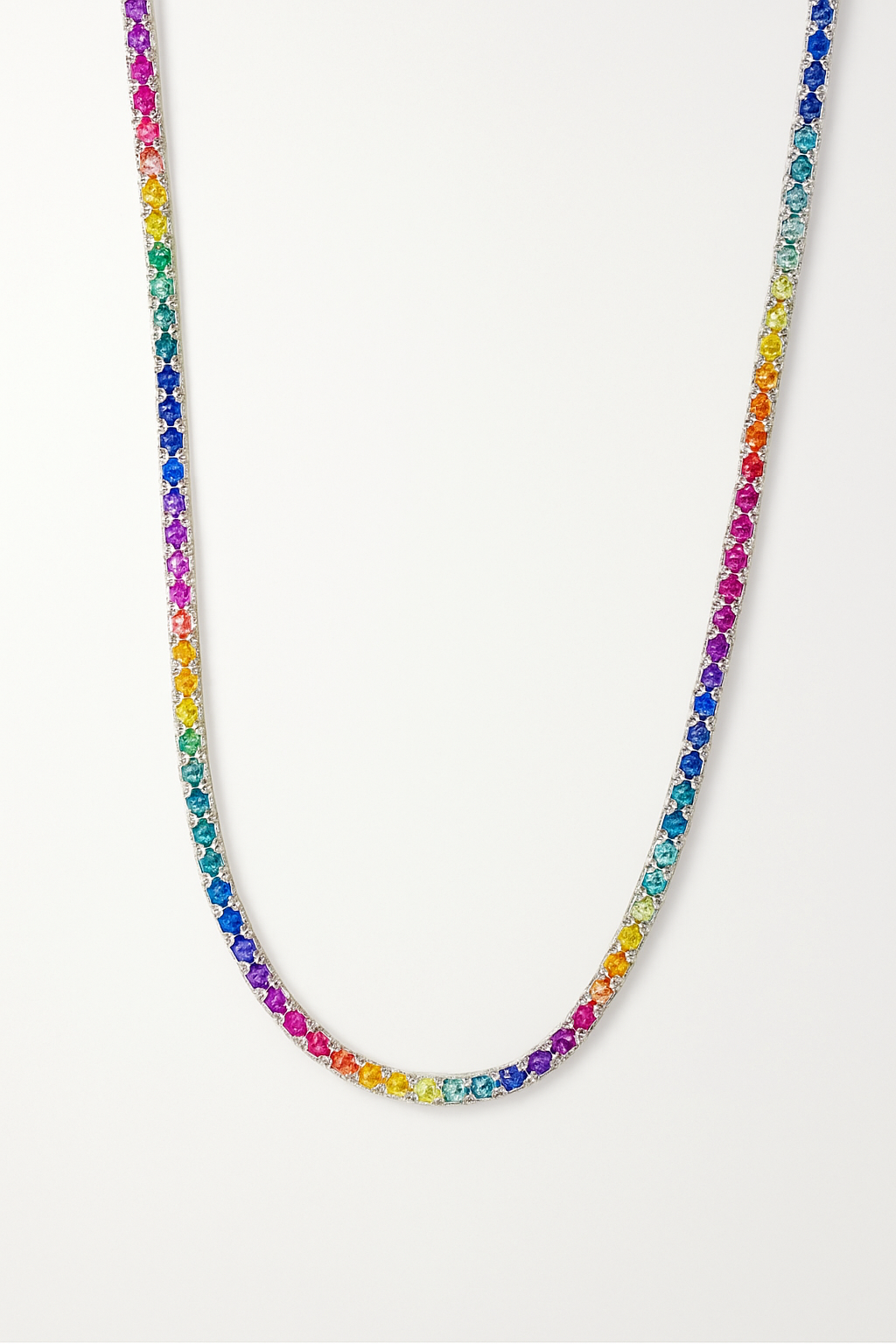Multicolor Tennis Necklace in Sterling Silver with 2.5mm Cubic Zirconia