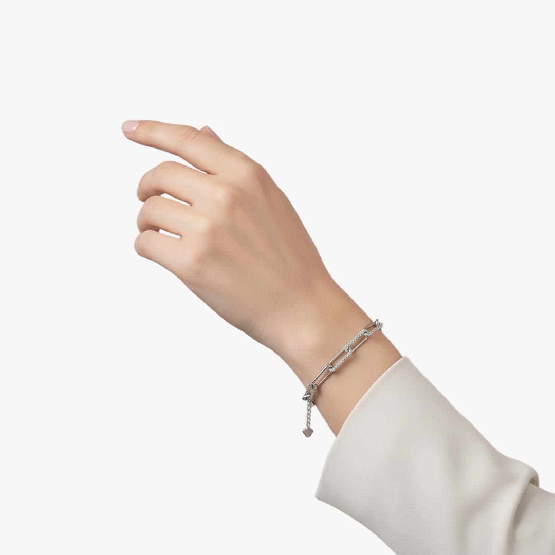 Paperclip Adjustable Bracelet in Sterling Silver