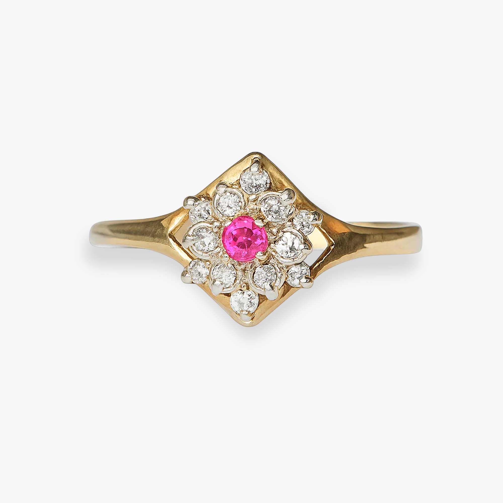 Floral Ruby Ring with Natural Diamonds